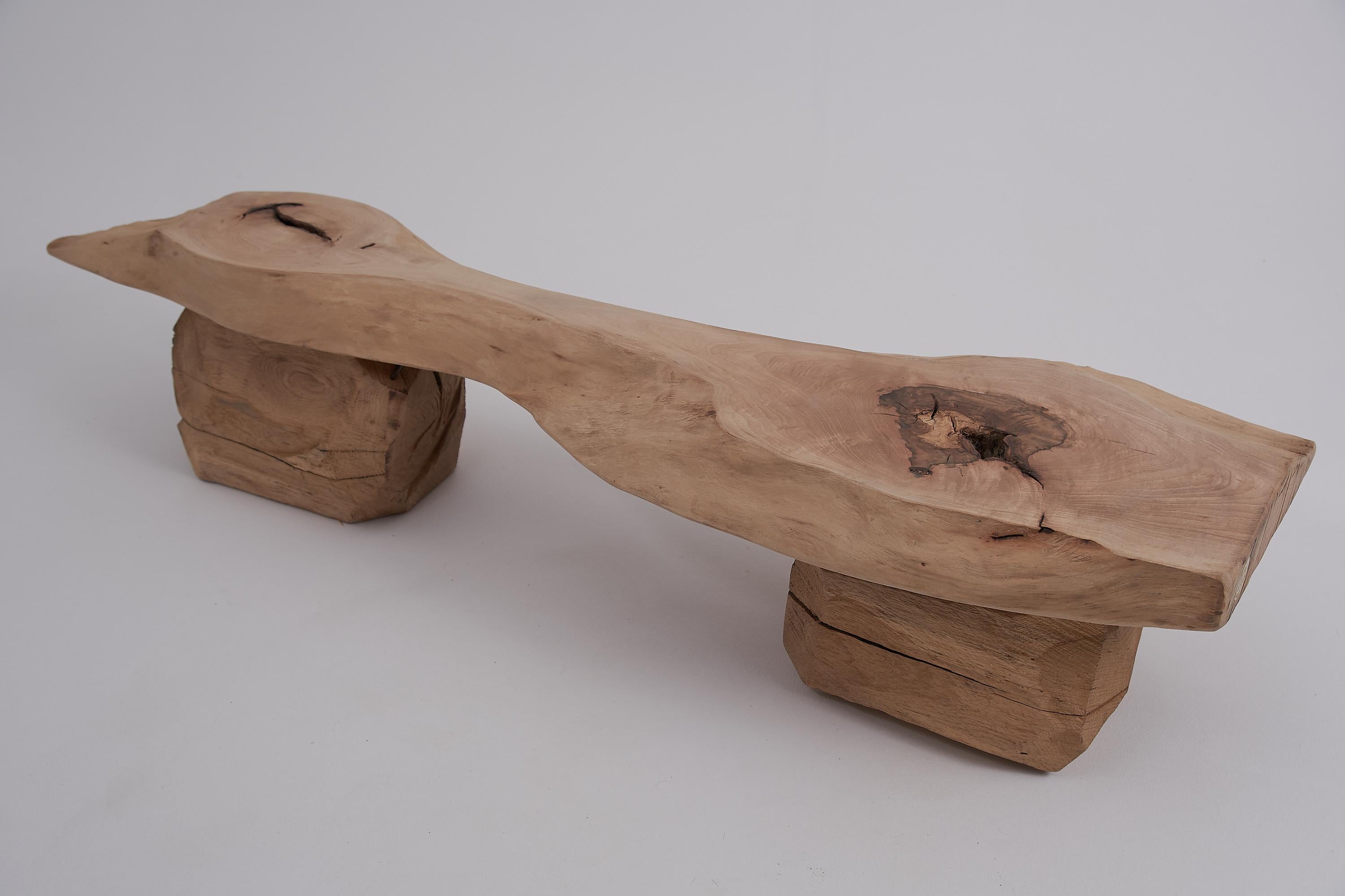 Logniture, Live Edge Walnut & Oak Bench, Wabi-Sabi, Brutalist, Log Furniture en vente 9
