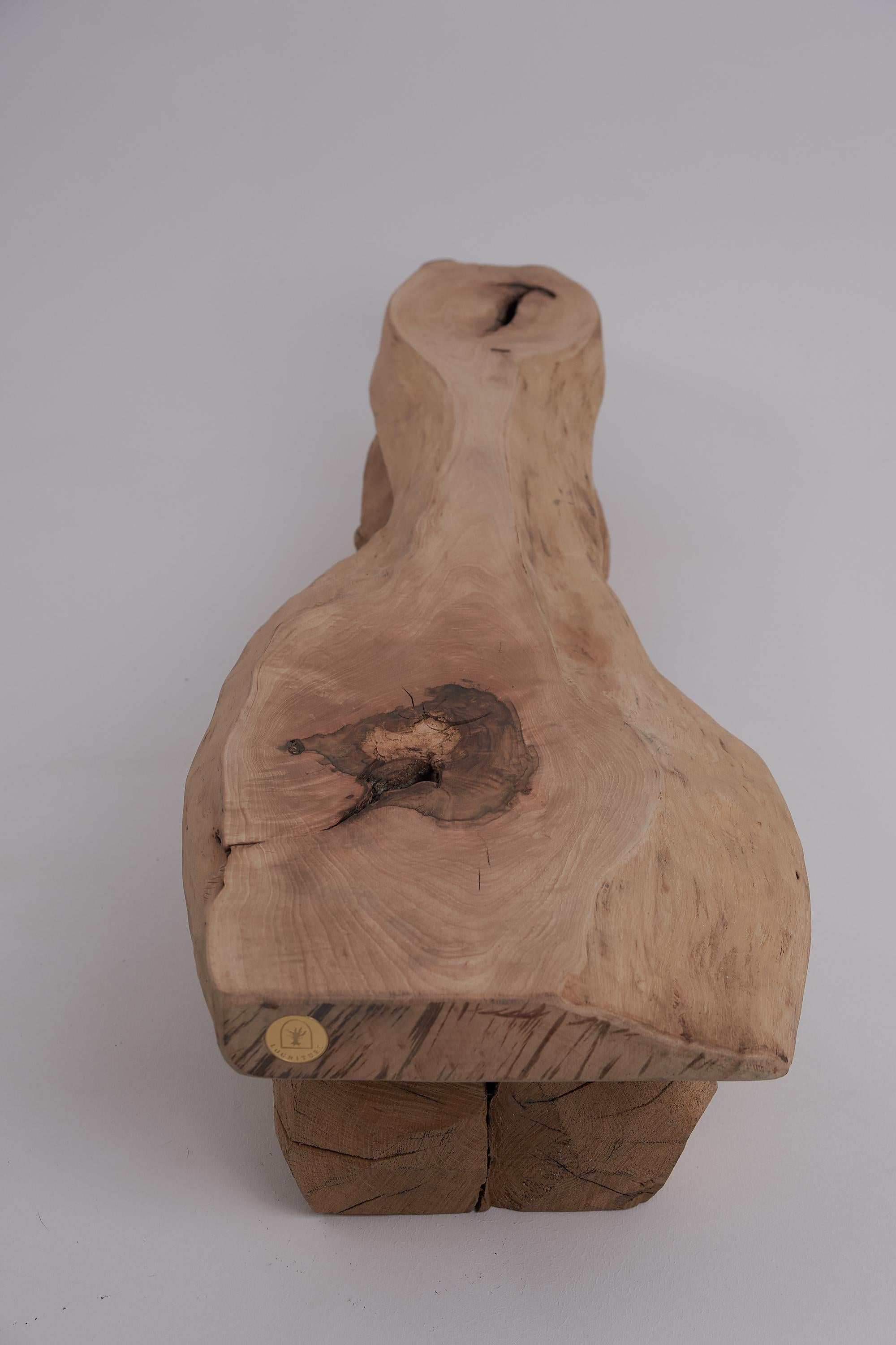 Logniture, Live Edge Walnut & Oak Bench, Wabi-Sabi, Brutalist, Log Furniture en vente 10