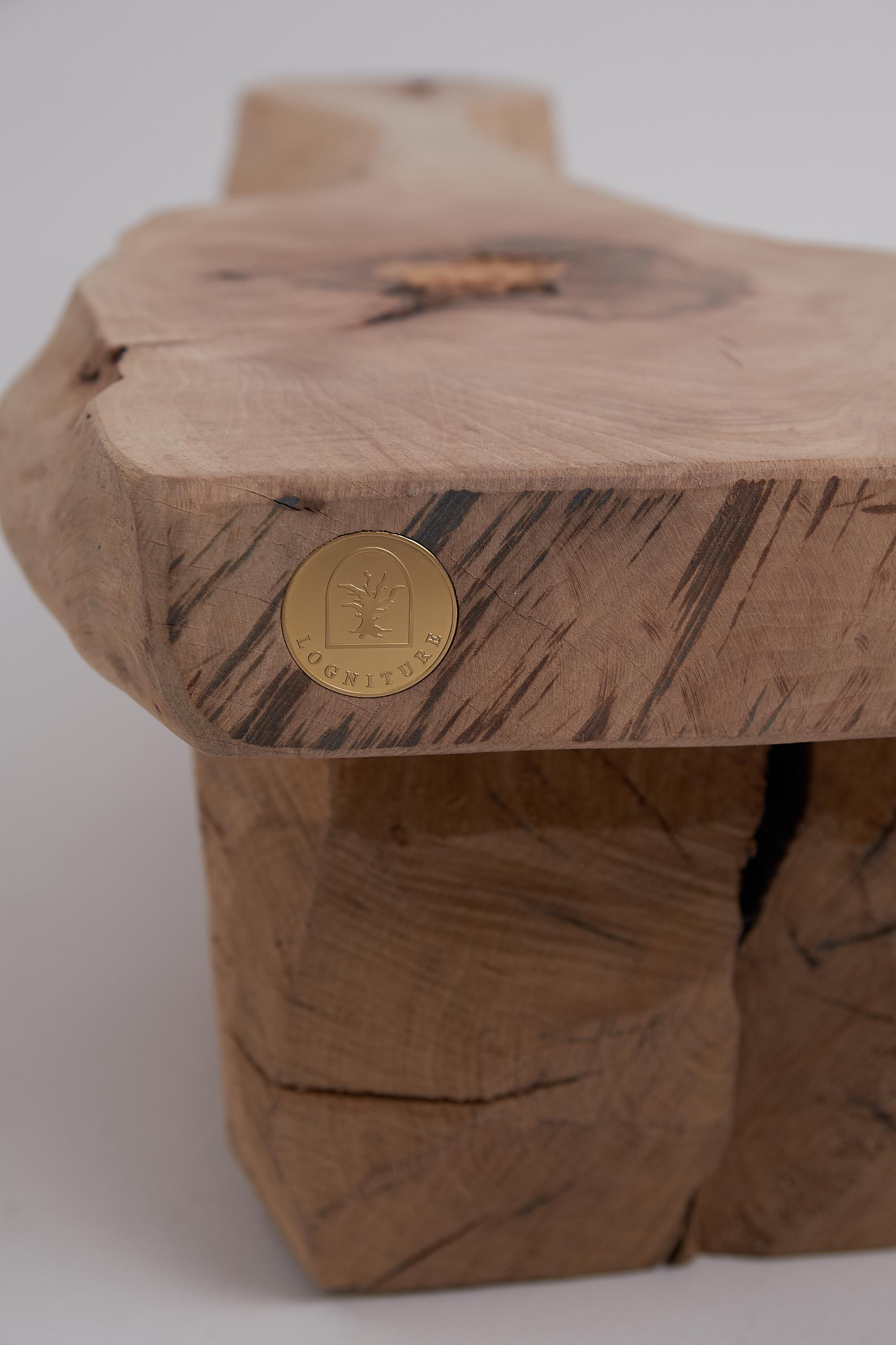 Logniture, Live Edge Walnut & Oak Bench, Wabi-Sabi, Brutalist, Log Furniture en vente 11