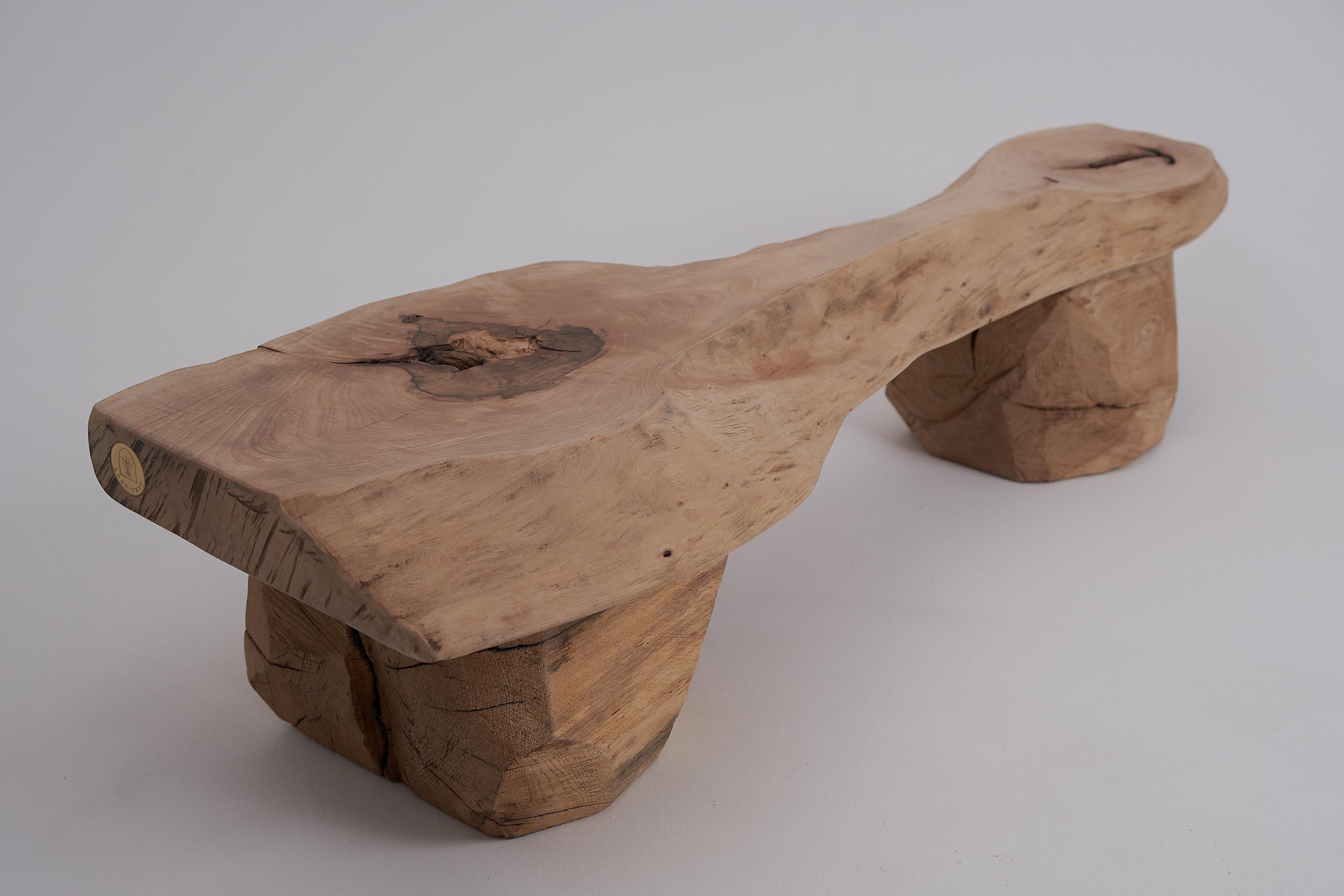 Logniture, Live Edge Walnut & Oak Bench, Wabi-Sabi, Brutalist, Log Furniture en vente 12