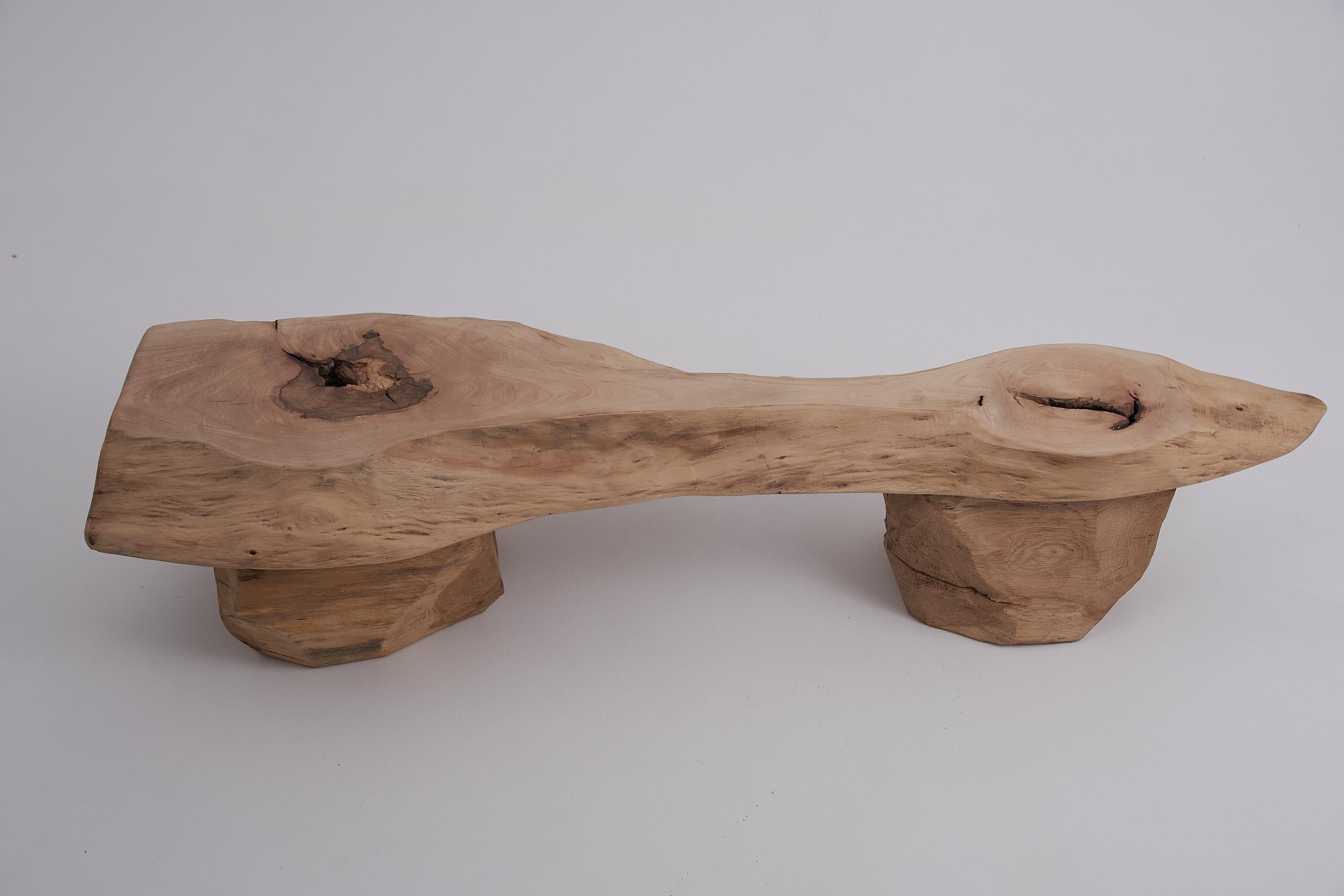 Croate Logniture, Live Edge Walnut & Oak Bench, Wabi-Sabi, Brutalist, Log Furniture en vente