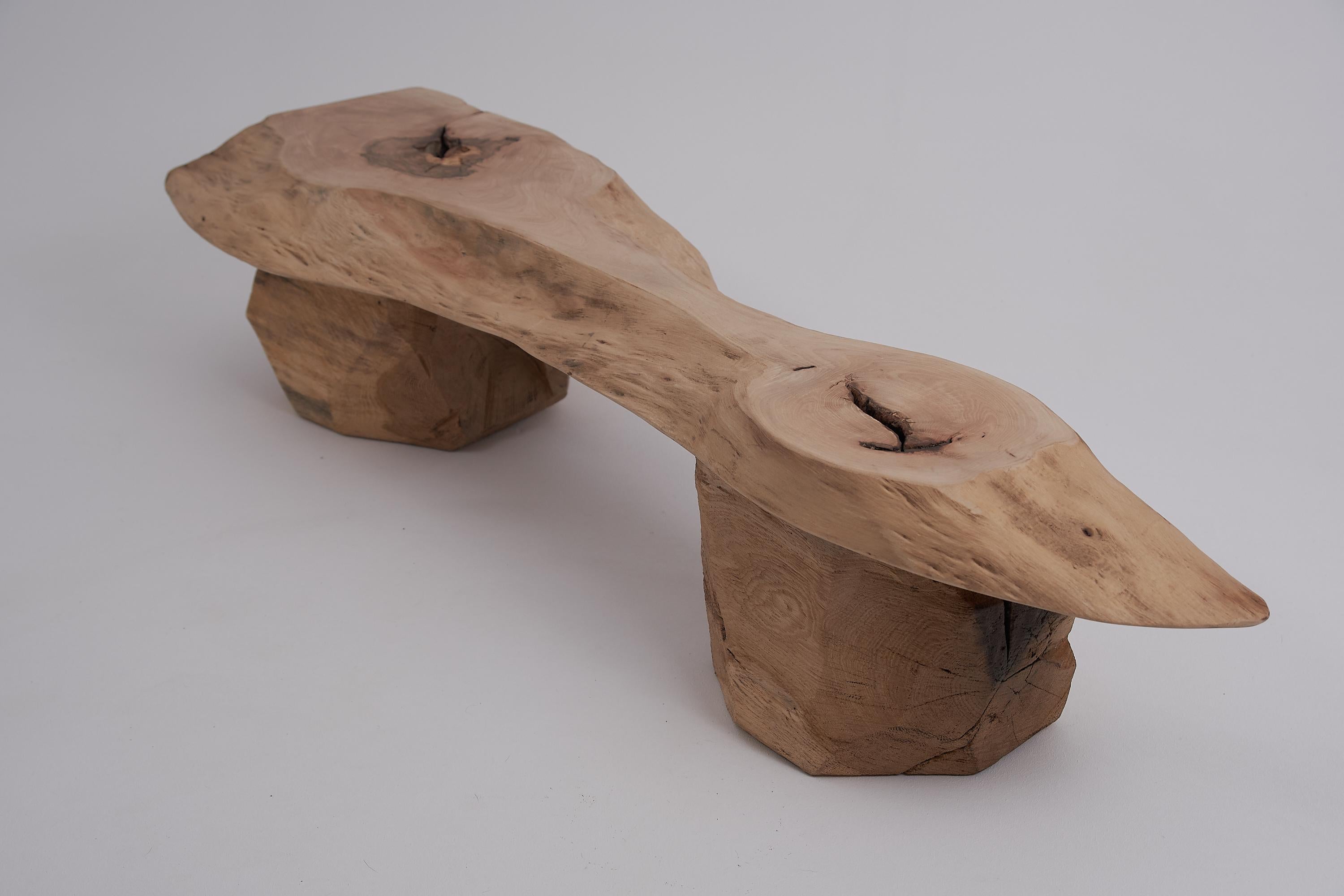 XXIe siècle et contemporain Logniture, Live Edge Walnut & Oak Bench, Wabi-Sabi, Brutalist, Log Furniture en vente