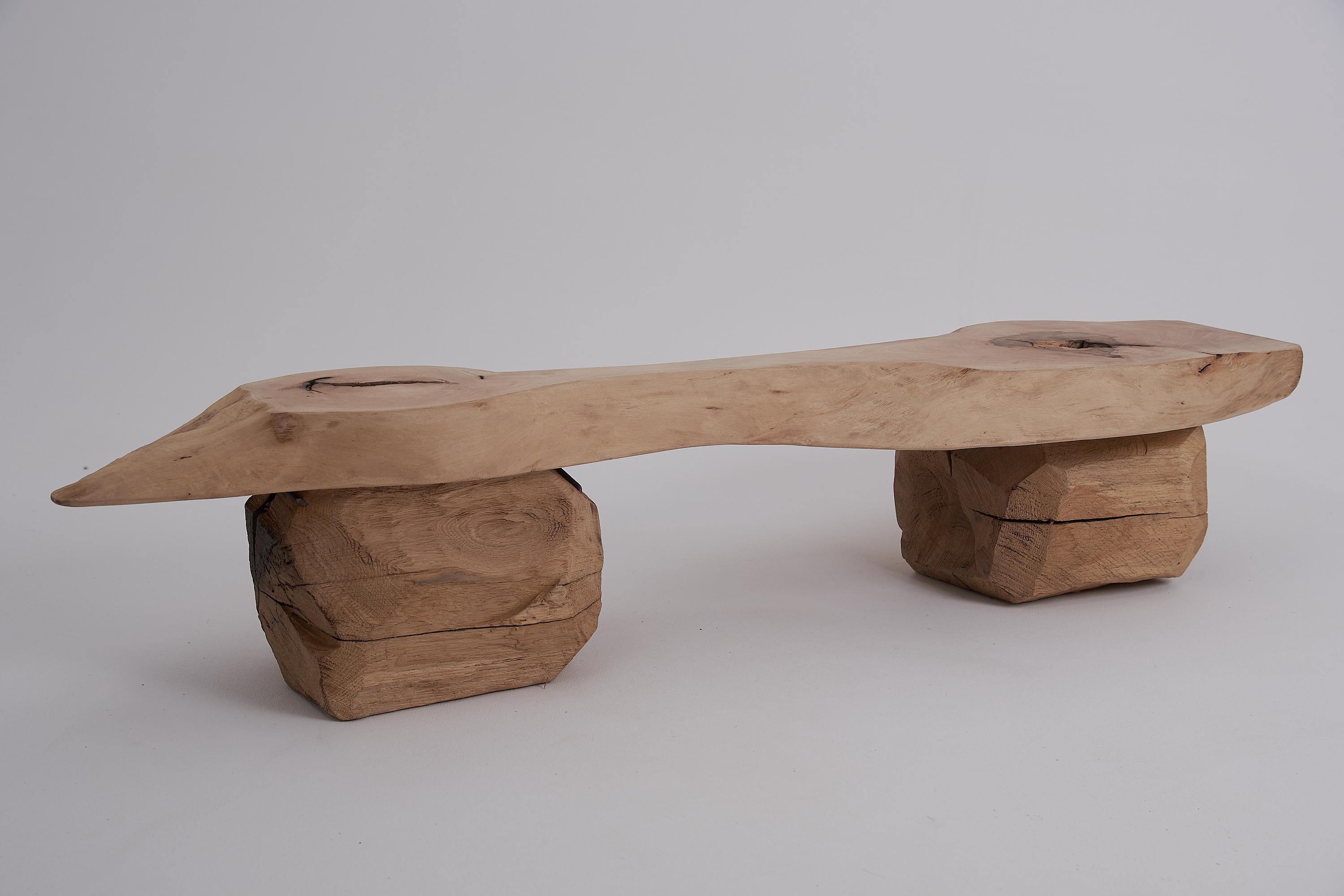 Logniture, Live Edge Walnut & Oak Bench, Wabi-Sabi, Brutalist, Log Furniture en vente 1