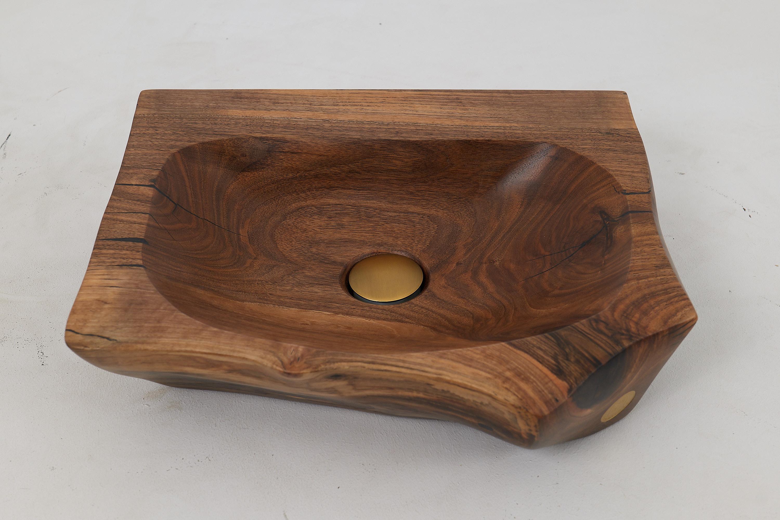 Brutalist Logniture, Live Edge Wood Bathroom Sink, Basin, Original Design, Handmade For Sale
