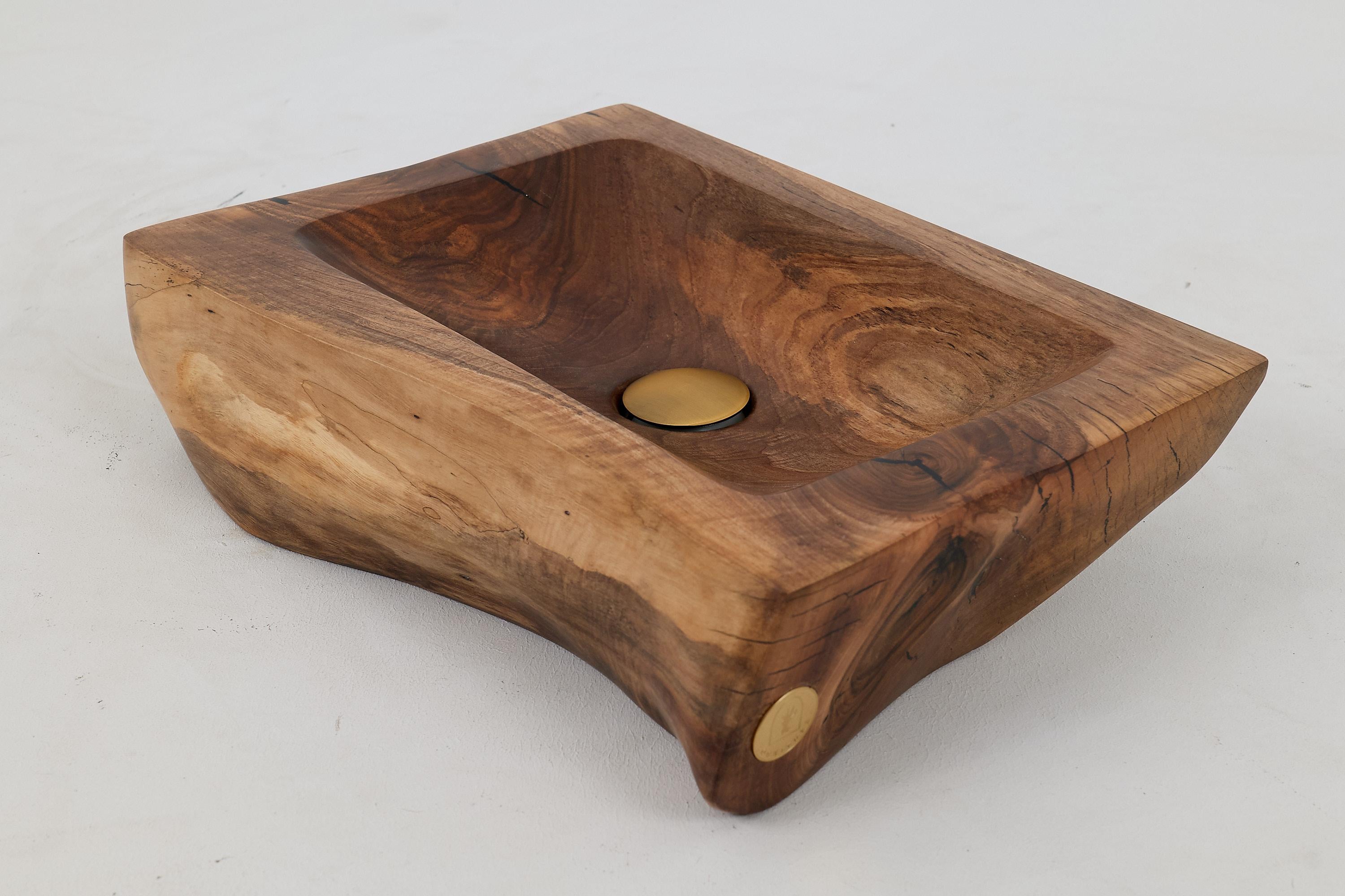 Brutalist Logniture, Live Edge Wood Bathroom Sink, Basin, Original Design, Handmade For Sale