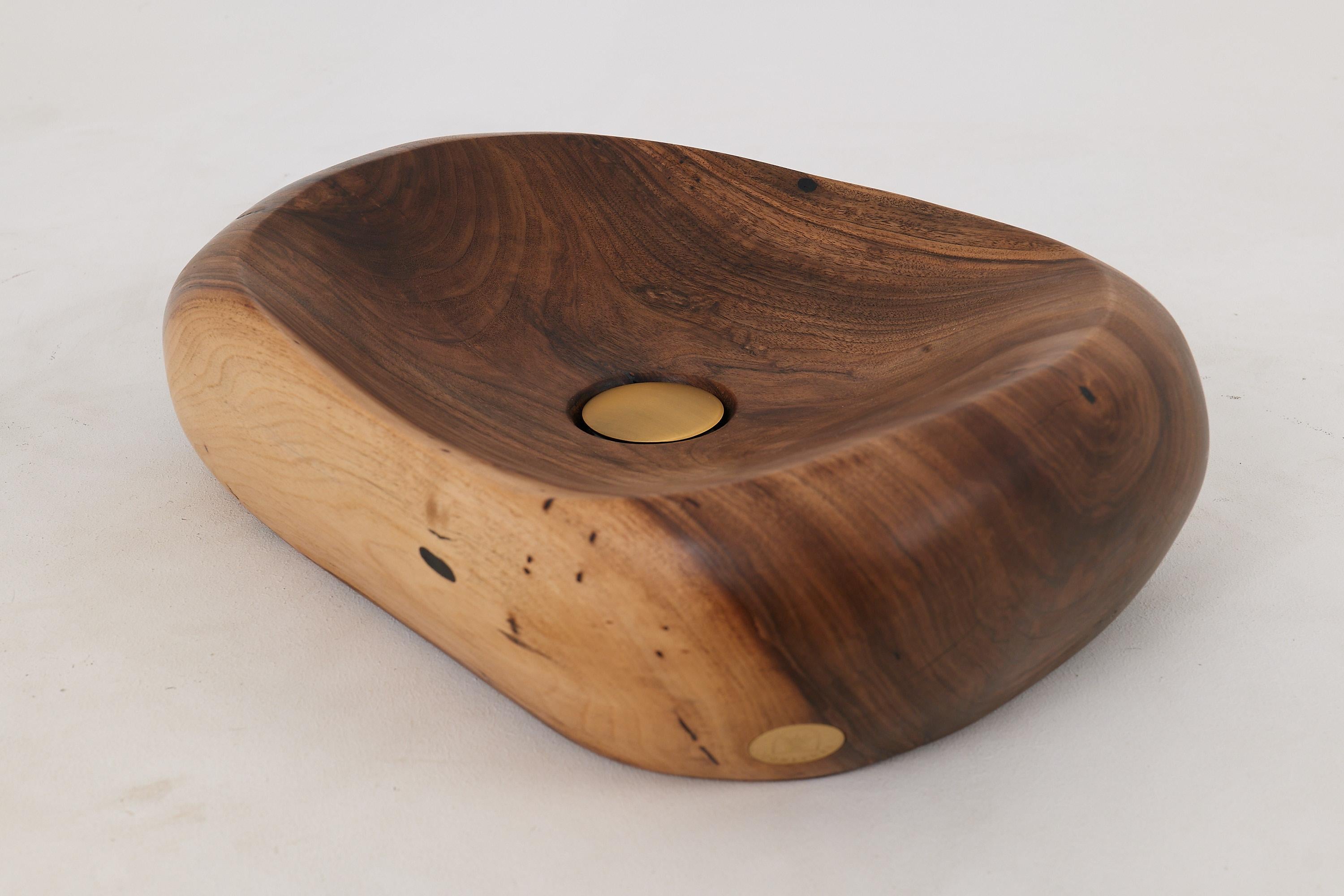 Brutalismo Logniture, Lavandino da bagno in legno Live Edge Design, Bacino, Design originale, Fatto a mano in vendita
