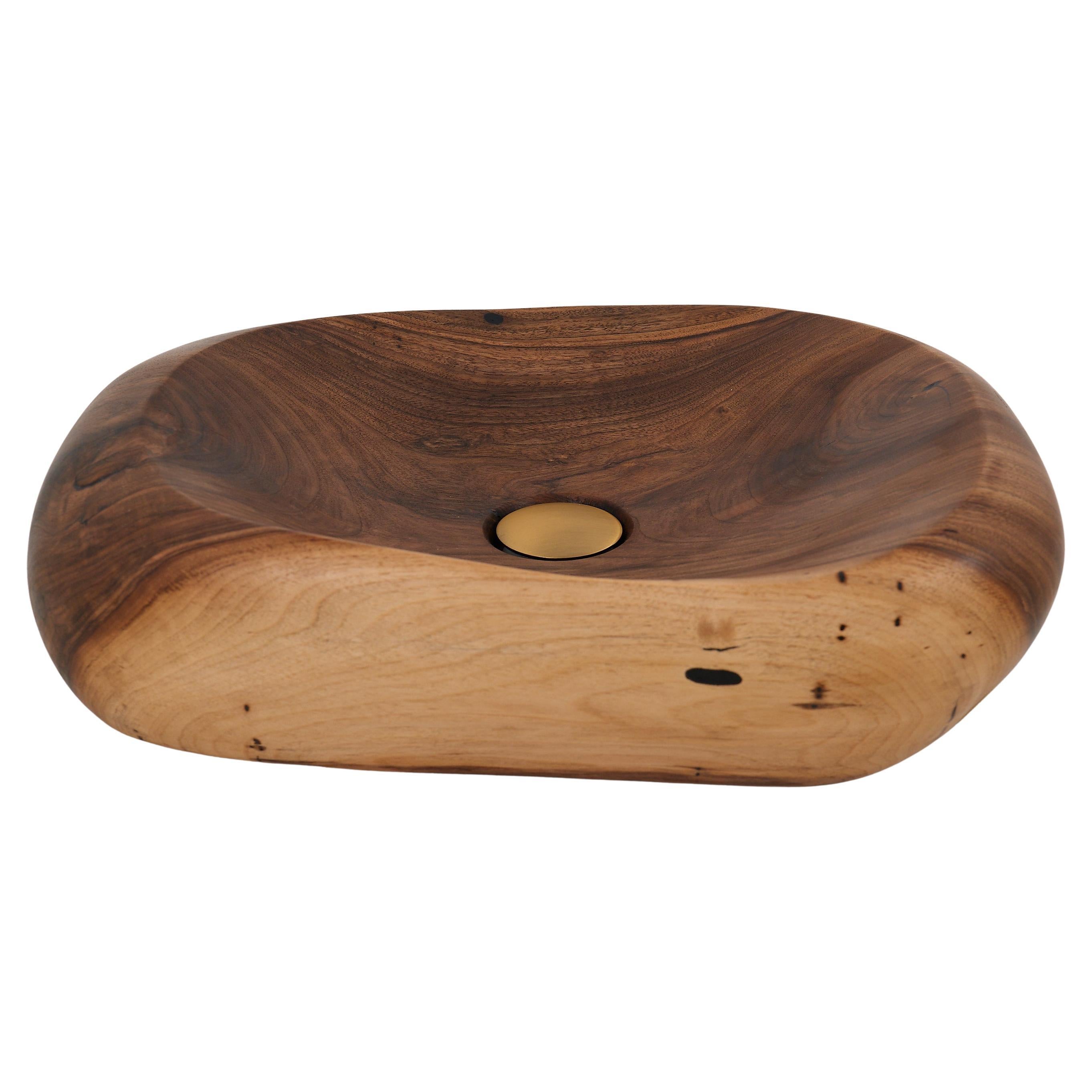Logniture, Lavandino da bagno in legno Live Edge Design, Bacino, Design originale, Fatto a mano