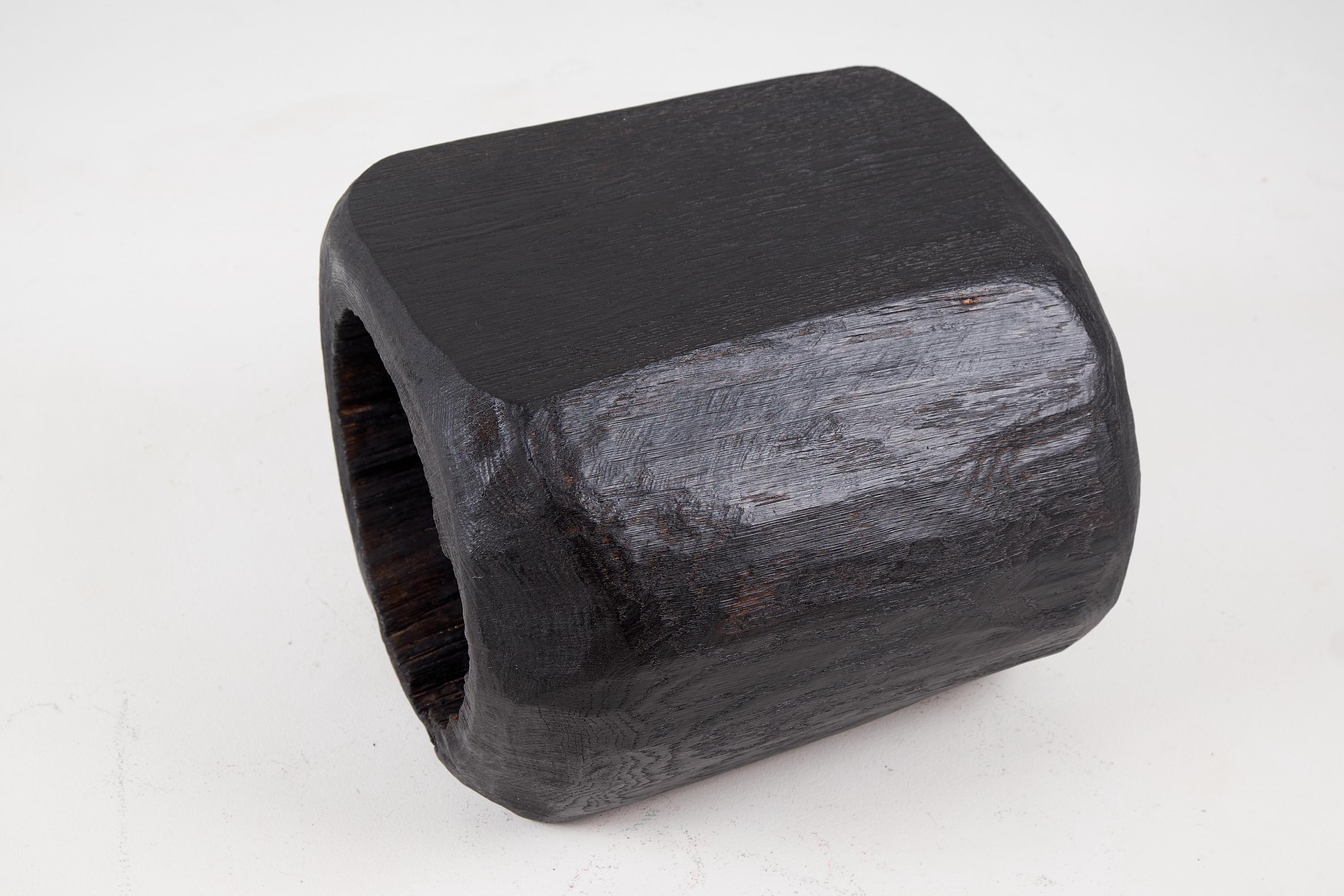 Logniture, Log Furniture, Rustic Side Table, Stool, Burnt Black Oak Wood In New Condition For Sale In Stara Gradiška, HR