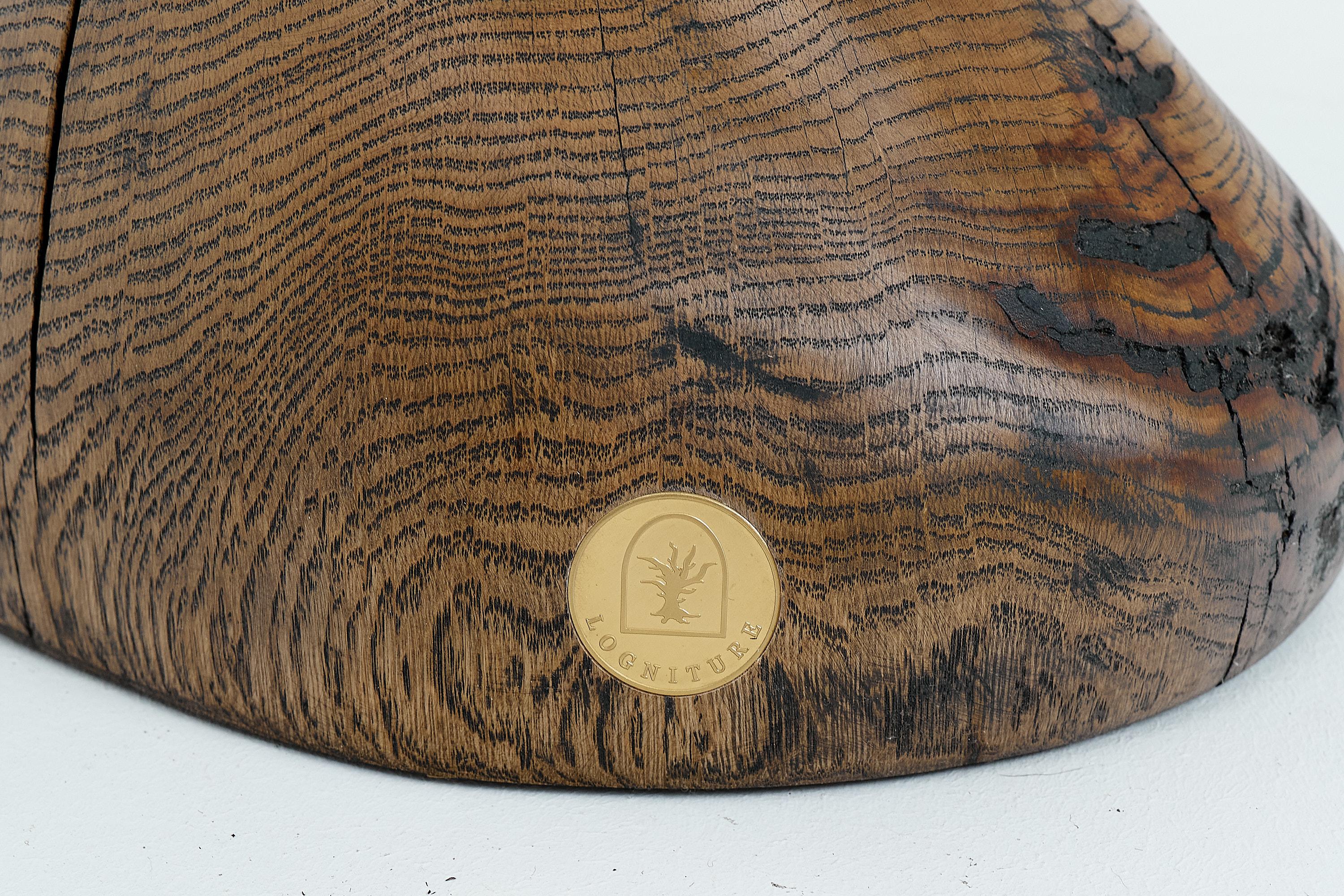 Mesa auxiliar escultórica de madera maciza de roble, diseño original contemporáneo en venta 2