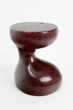 Mesa auxiliar escultórica, Taburete, Madera maciza, Diseño contemporáneo, Rojo, Logniture