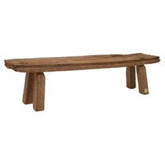 Logniture, Reclaimed Oak Wood Brutalist Bench, Natural and Eco Friendly