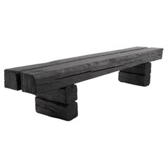 Logniture, Wiederaufbereitete verkohlte Eichenbalken 79-Zoll-Bank, Outdoor/Indoor, organisch