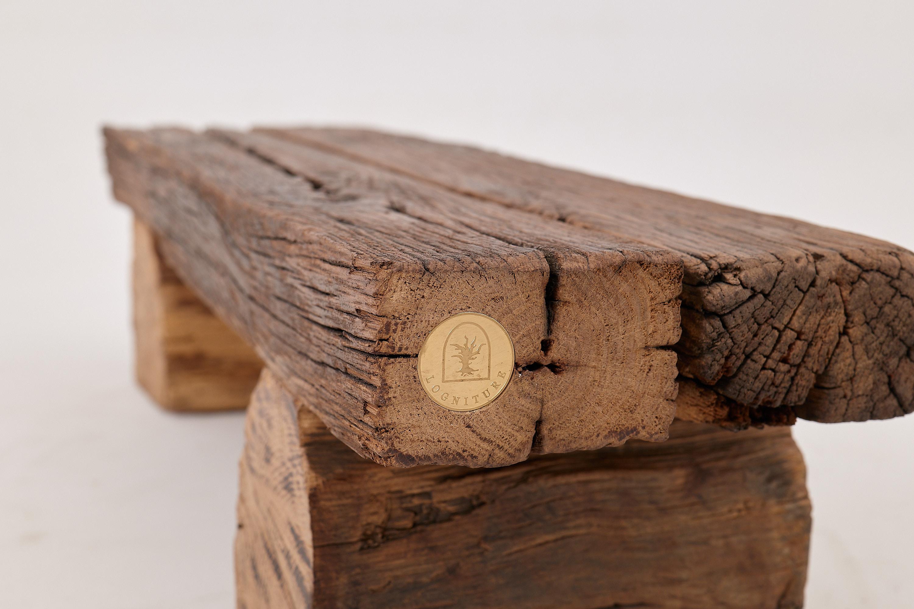 Logniture, Banco Brutalista de Madera de Roble Recuperada, Natural y Ecológico en venta 4