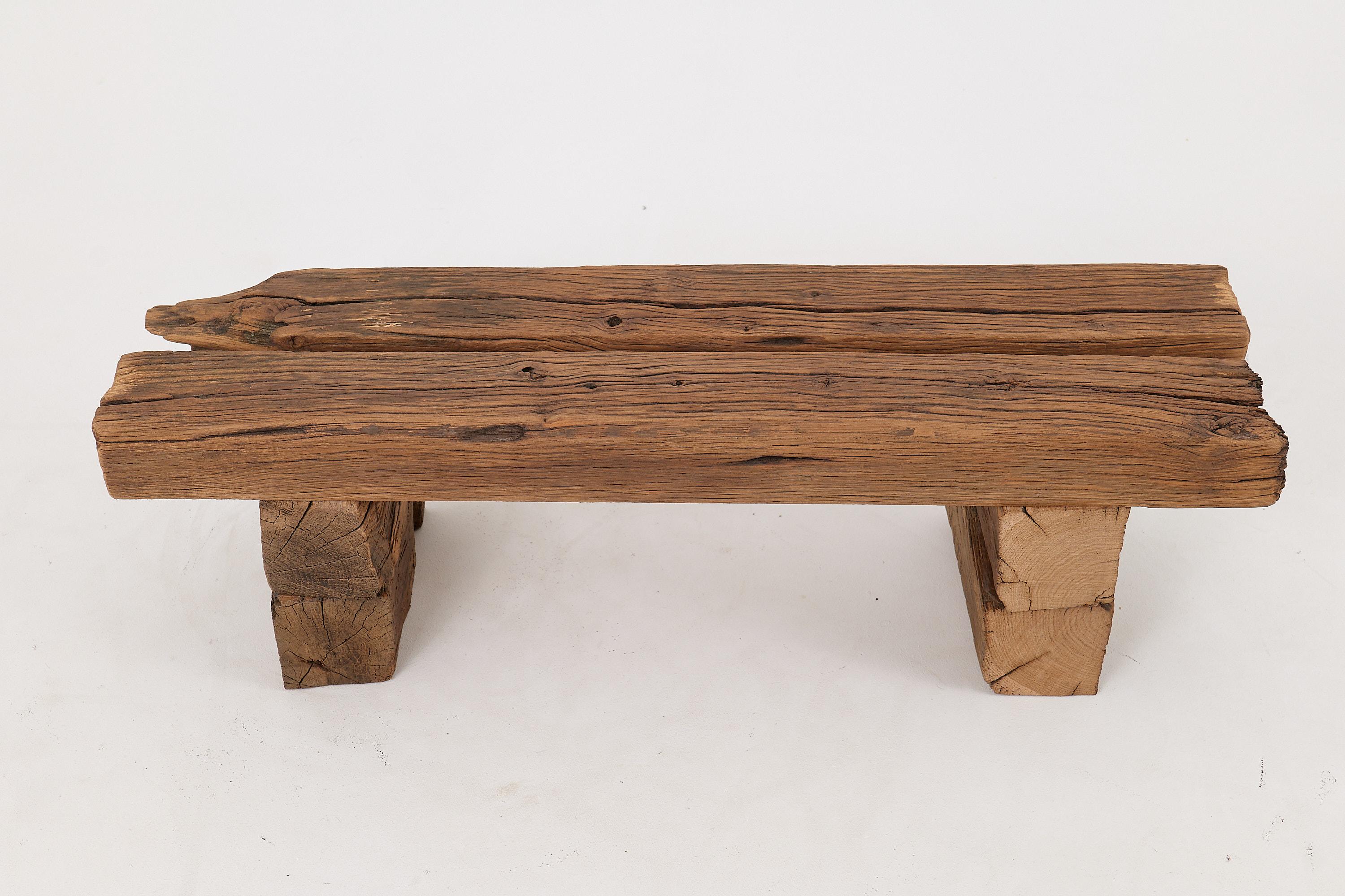 Logniture, panchina brutalista in legno di Oak Oak recuperato, naturale ed eco-compatibile 4