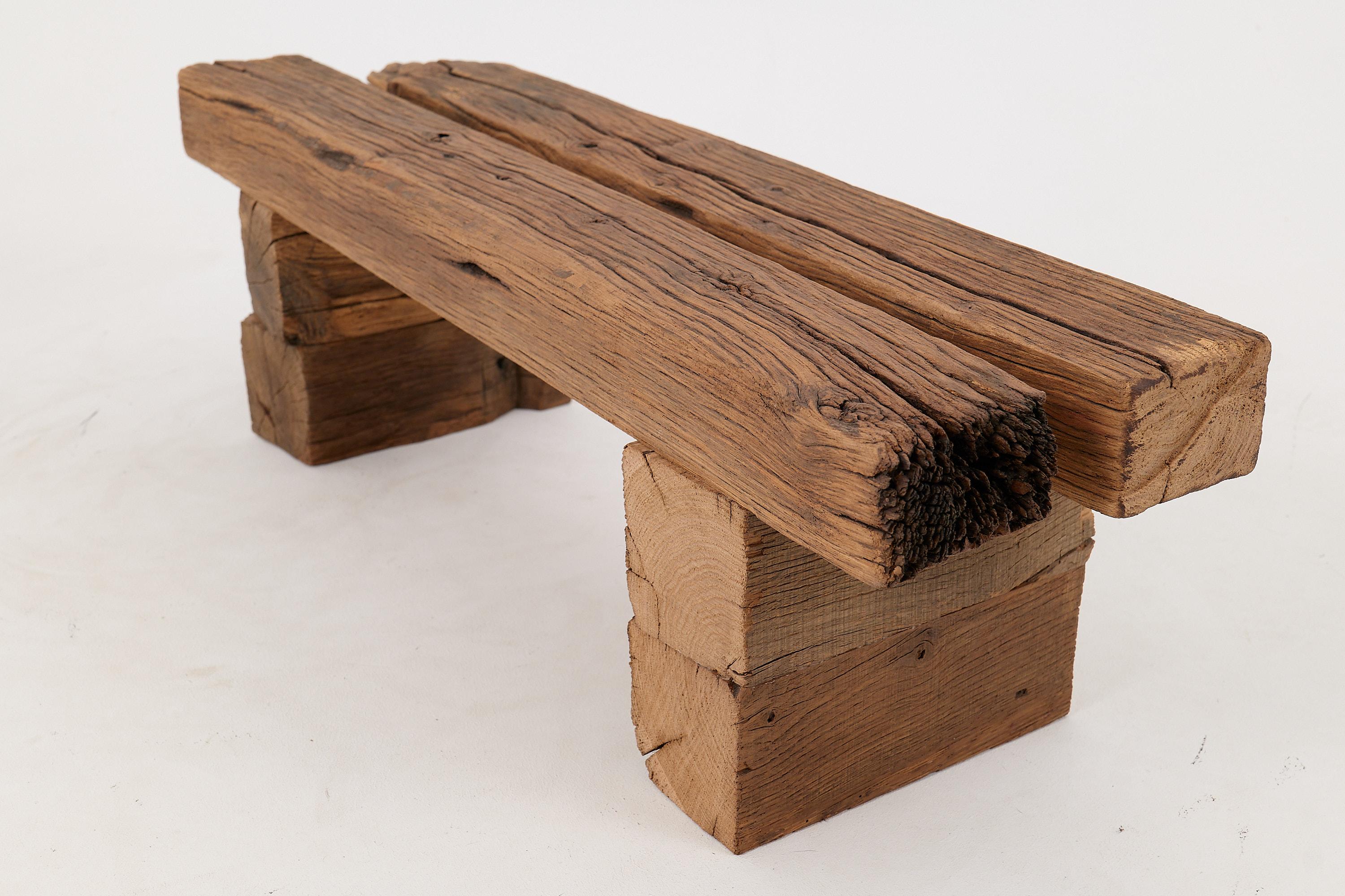 Logniture, panchina brutalista in legno di Oak Oak recuperato, naturale ed eco-compatibile 5