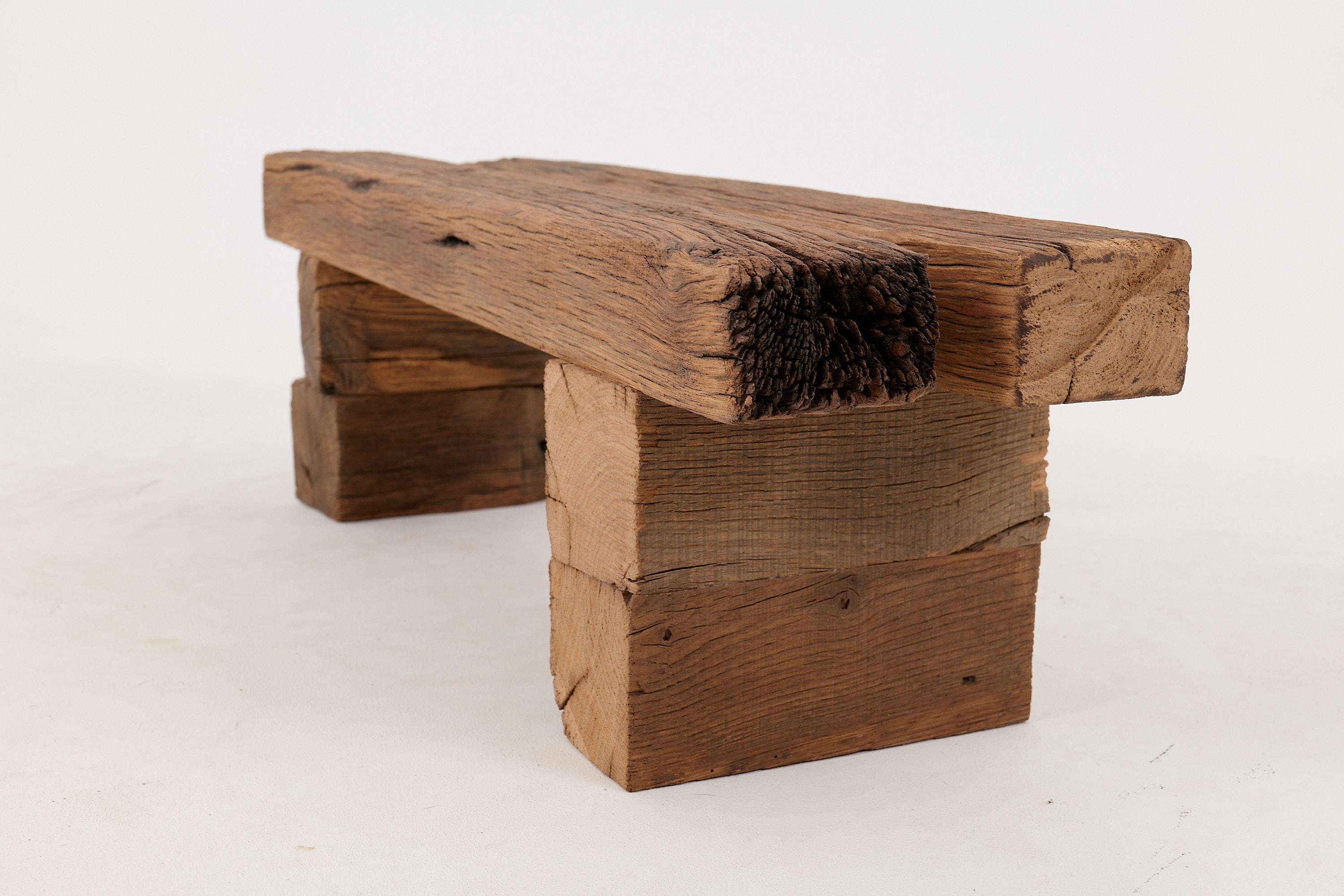 Logniture, panchina brutalista in legno di Oak Oak recuperato, naturale ed eco-compatibile 6