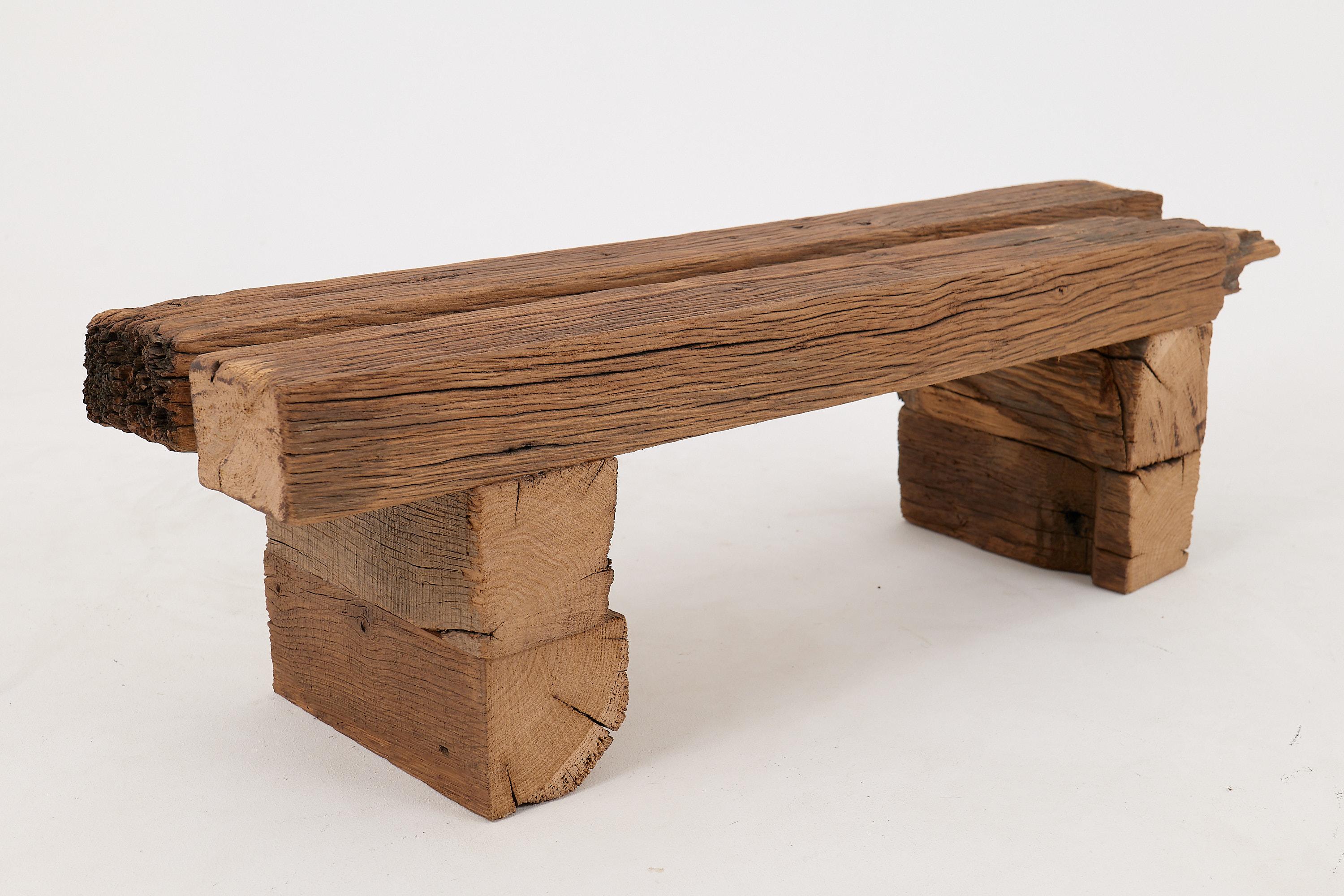 Logniture, panchina brutalista in legno di Oak Oak recuperato, naturale ed eco-compatibile 7