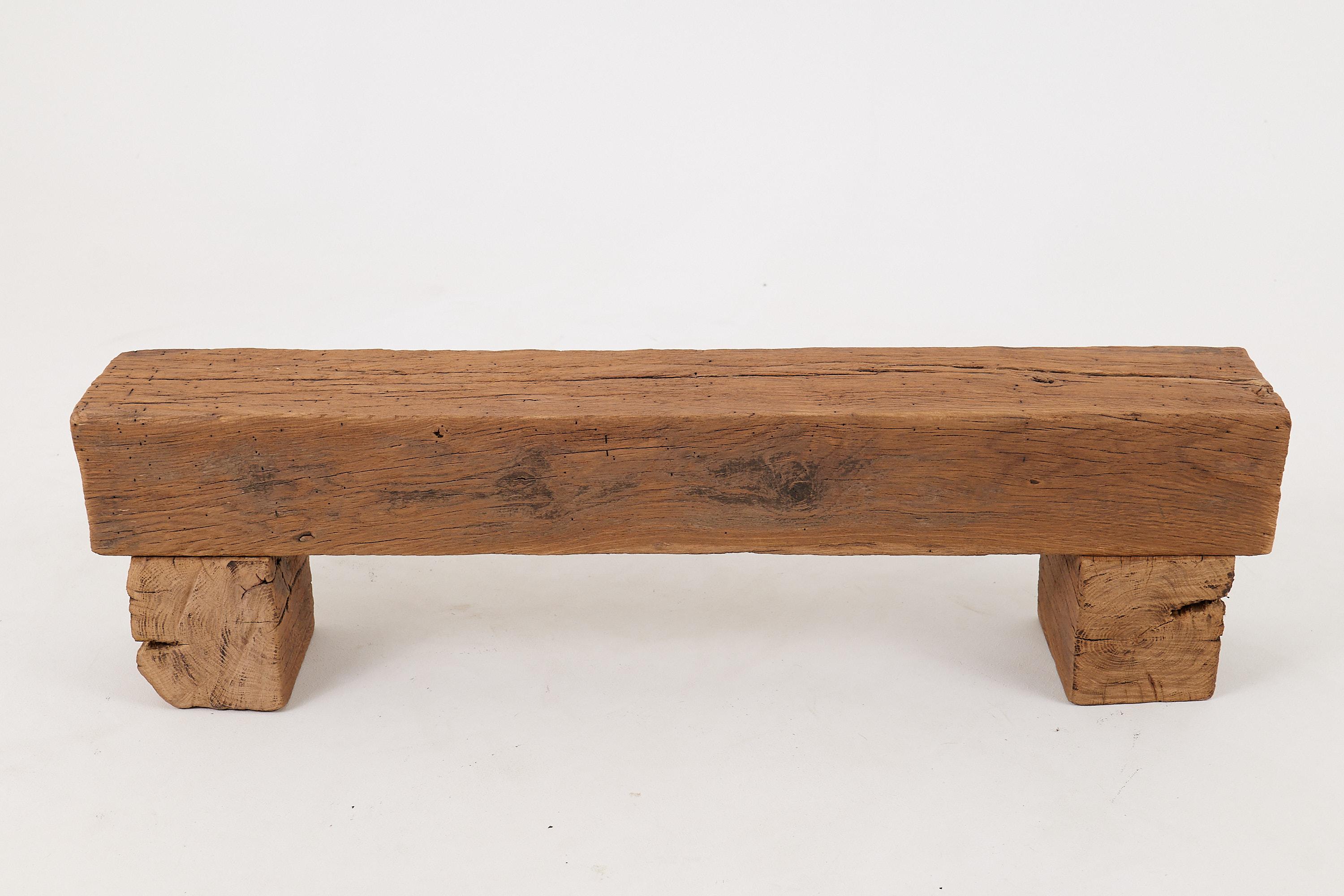 Croatian Logniture, Reclaimed Oak Wood Brutalist Bench, Natural and Eco Friendly For Sale
