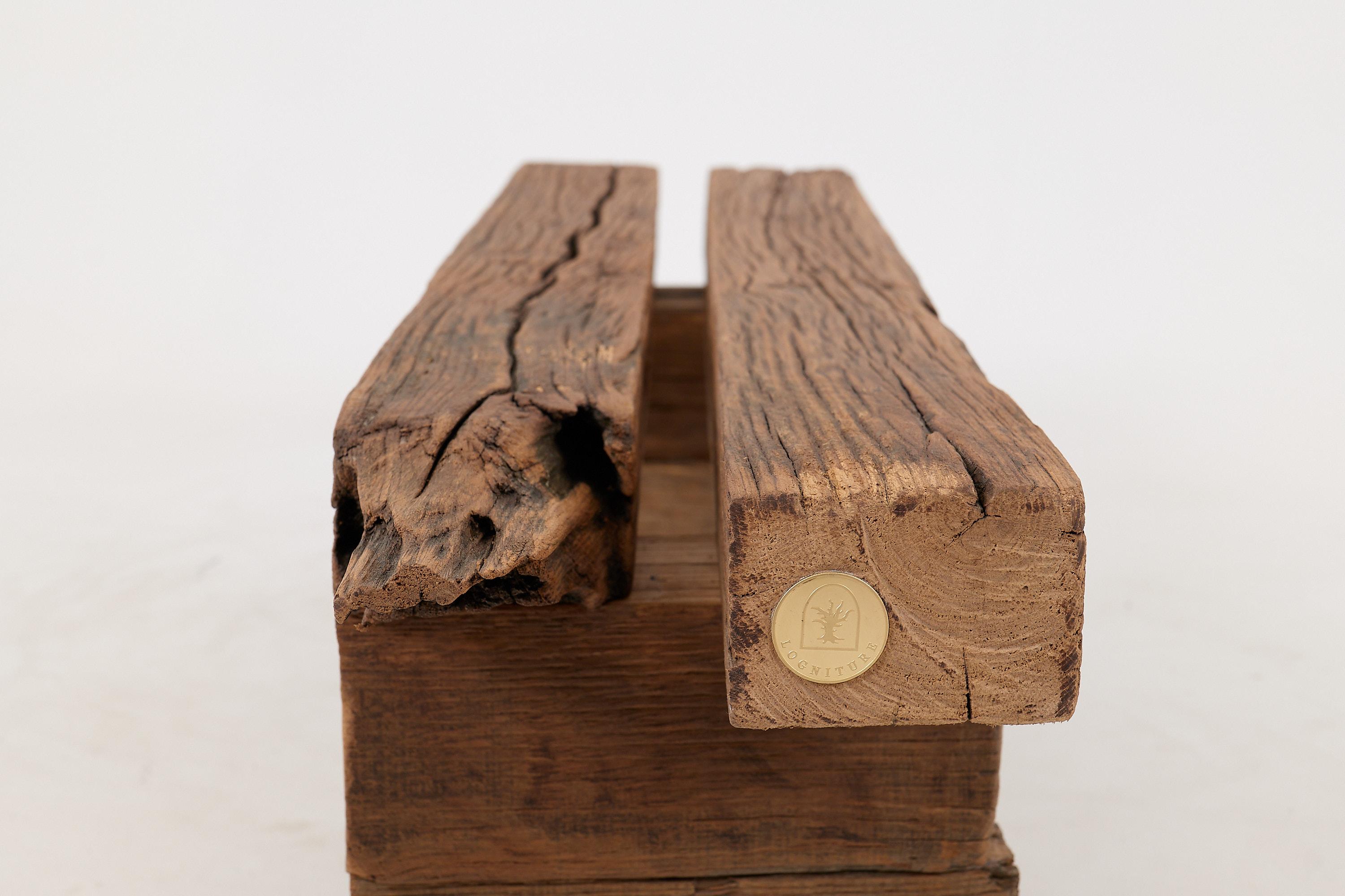 XXI secolo e contemporaneo Logniture, panchina brutalista in legno di Oak Oak recuperato, naturale ed eco-compatibile