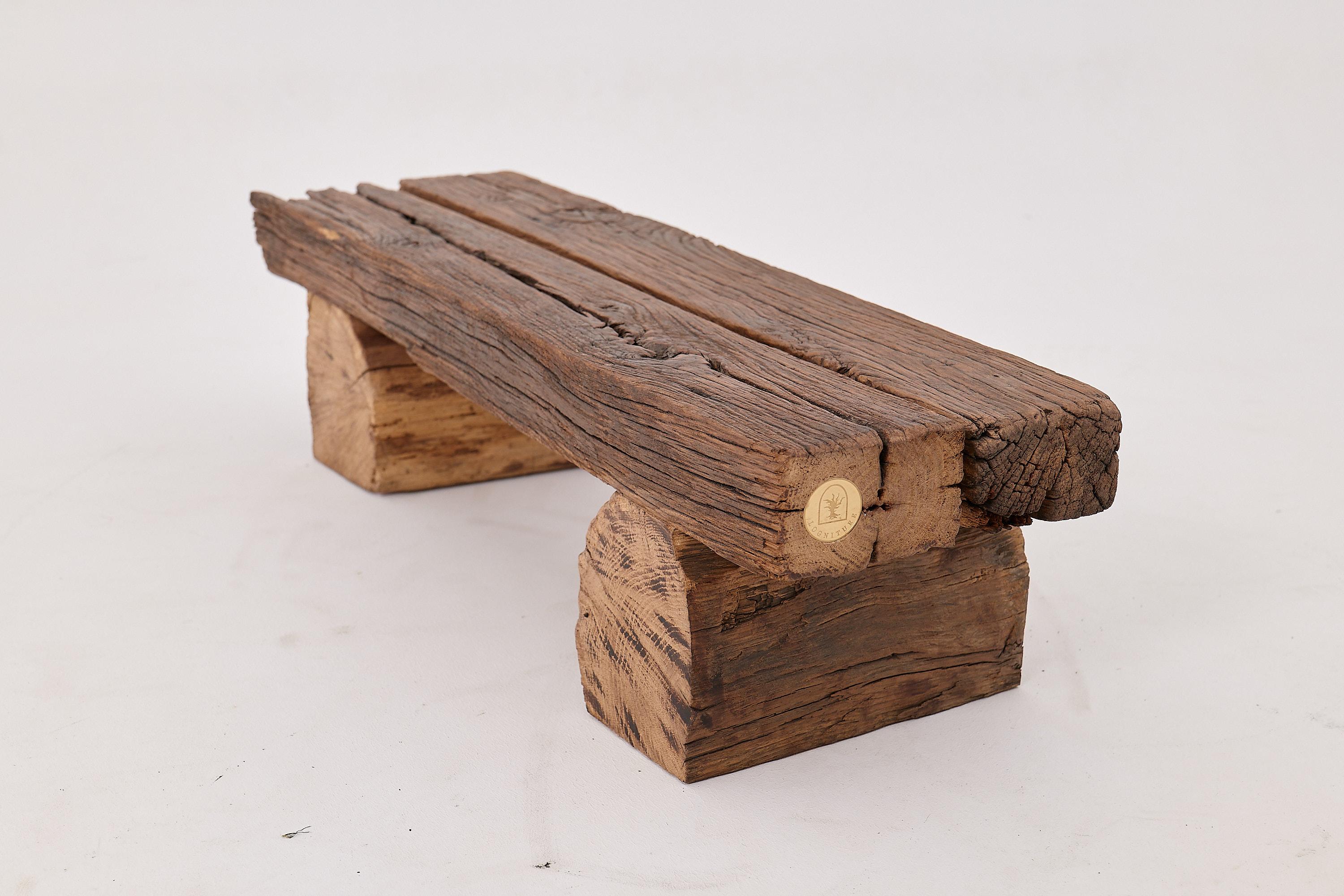 Logniture, Banco Brutalista de Madera de Roble Recuperada, Natural y Ecológico en venta 2