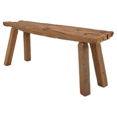 Logniture, Reclaimed Oak Wood Brutalist Bench, Natural and Eco Friendly