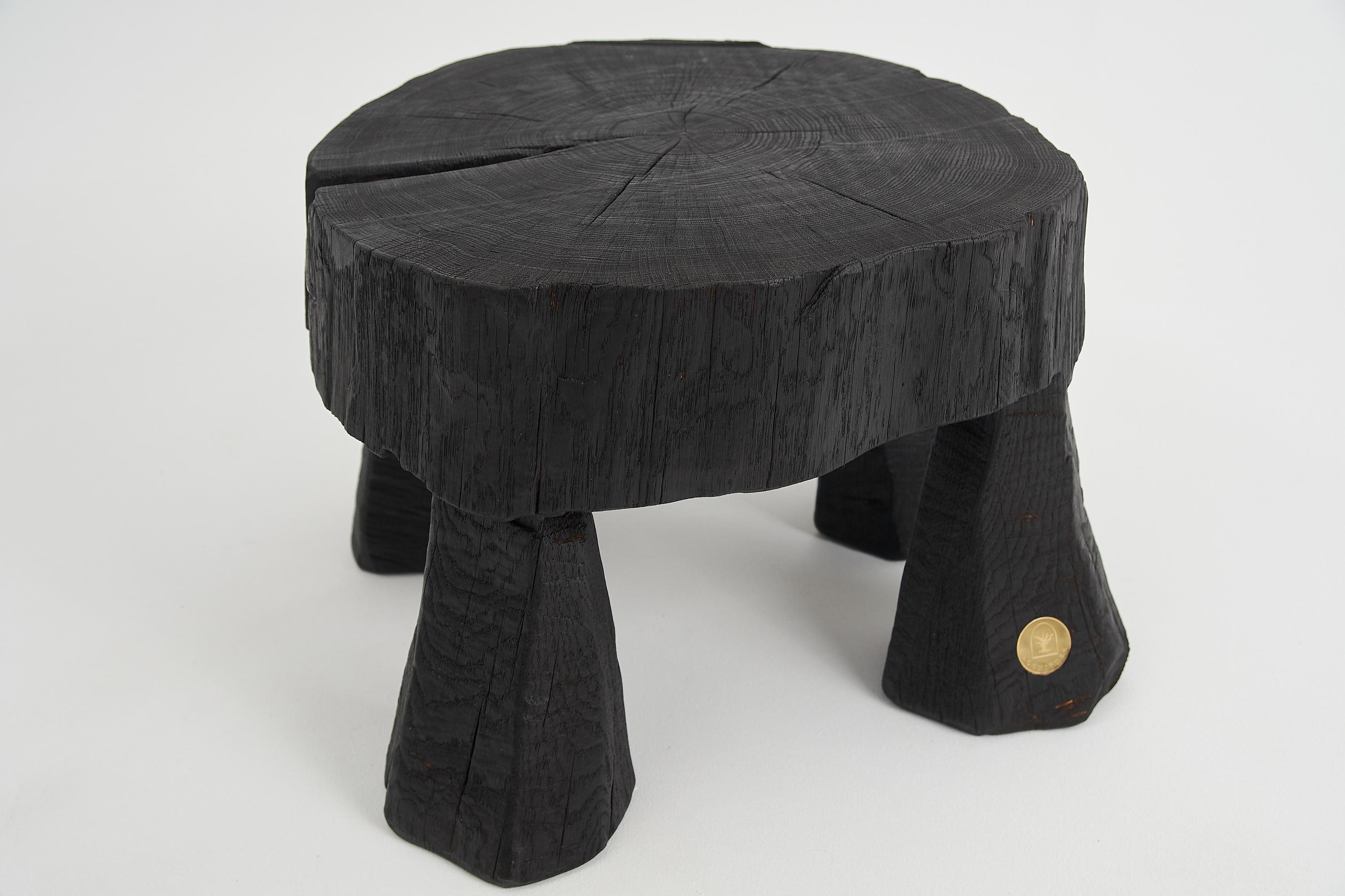 Logniture, Table basse rustique sculpturale, Bois de Oak Oak noir brûlé, Unique en vente 3