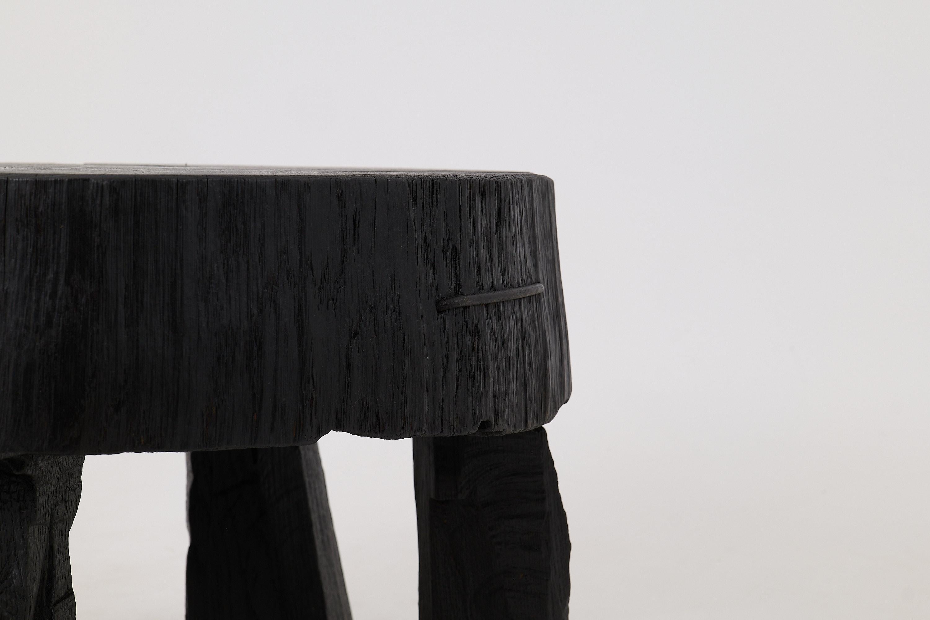 Logniture, Rustic Sculptural Coffee Table, Burnt Black Oak Wood, Unique For Sale 3