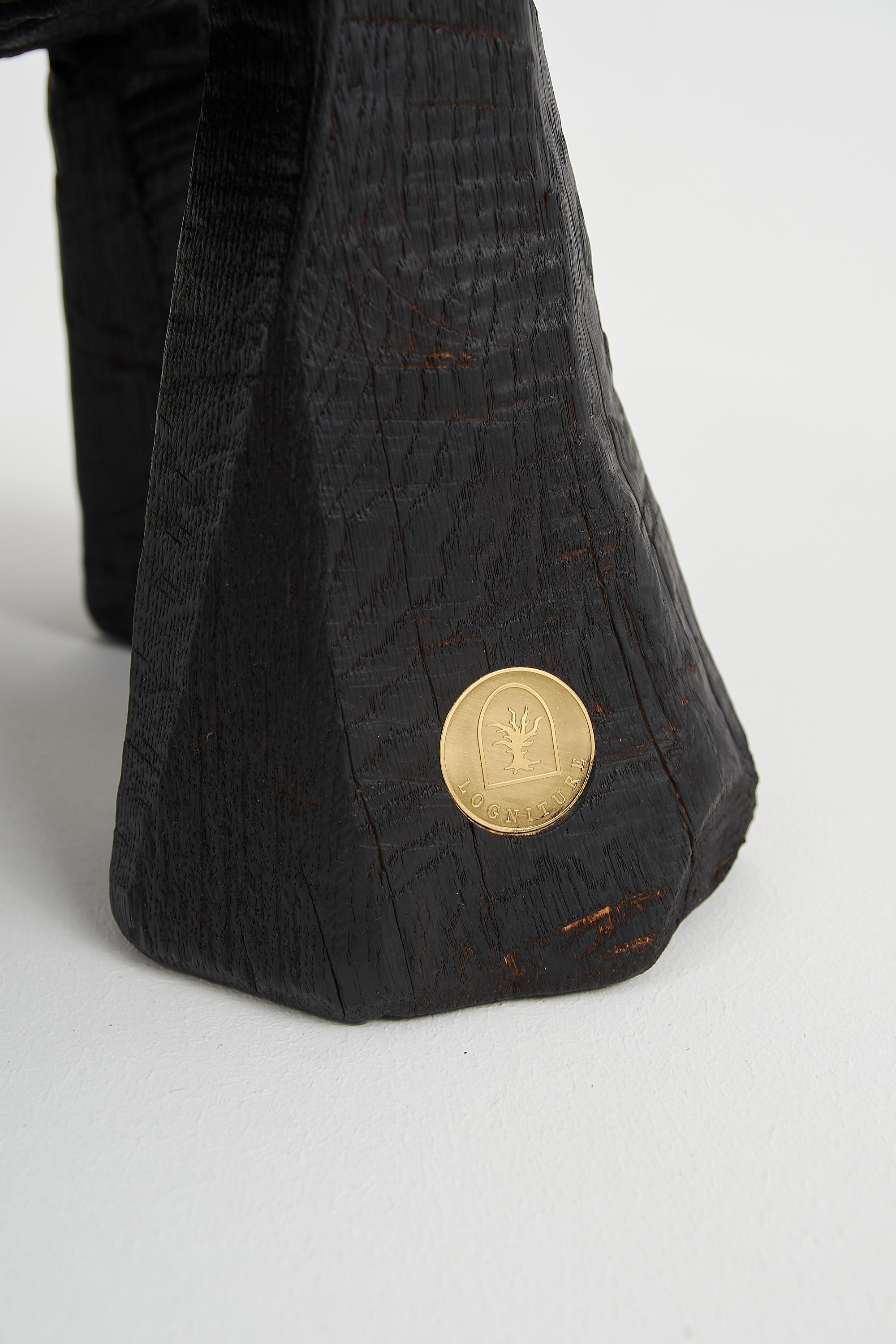 Logniture, Table basse rustique sculpturale, Bois de Oak Oak noir brûlé, Unique en vente 4
