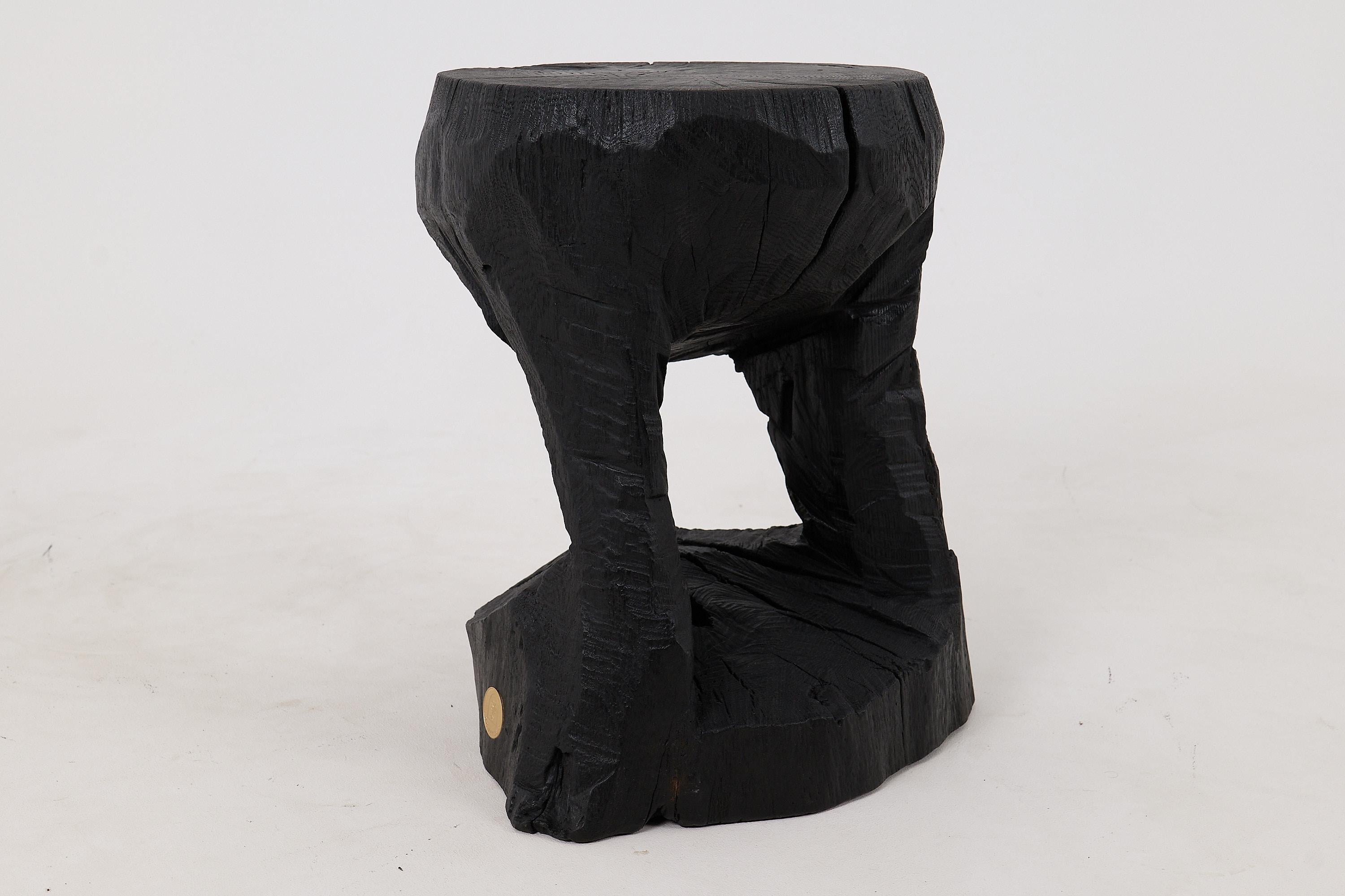Logniture, Rustic Sculptural Coffee Table, Burnt Black Oak Wood, Unique en vente 3