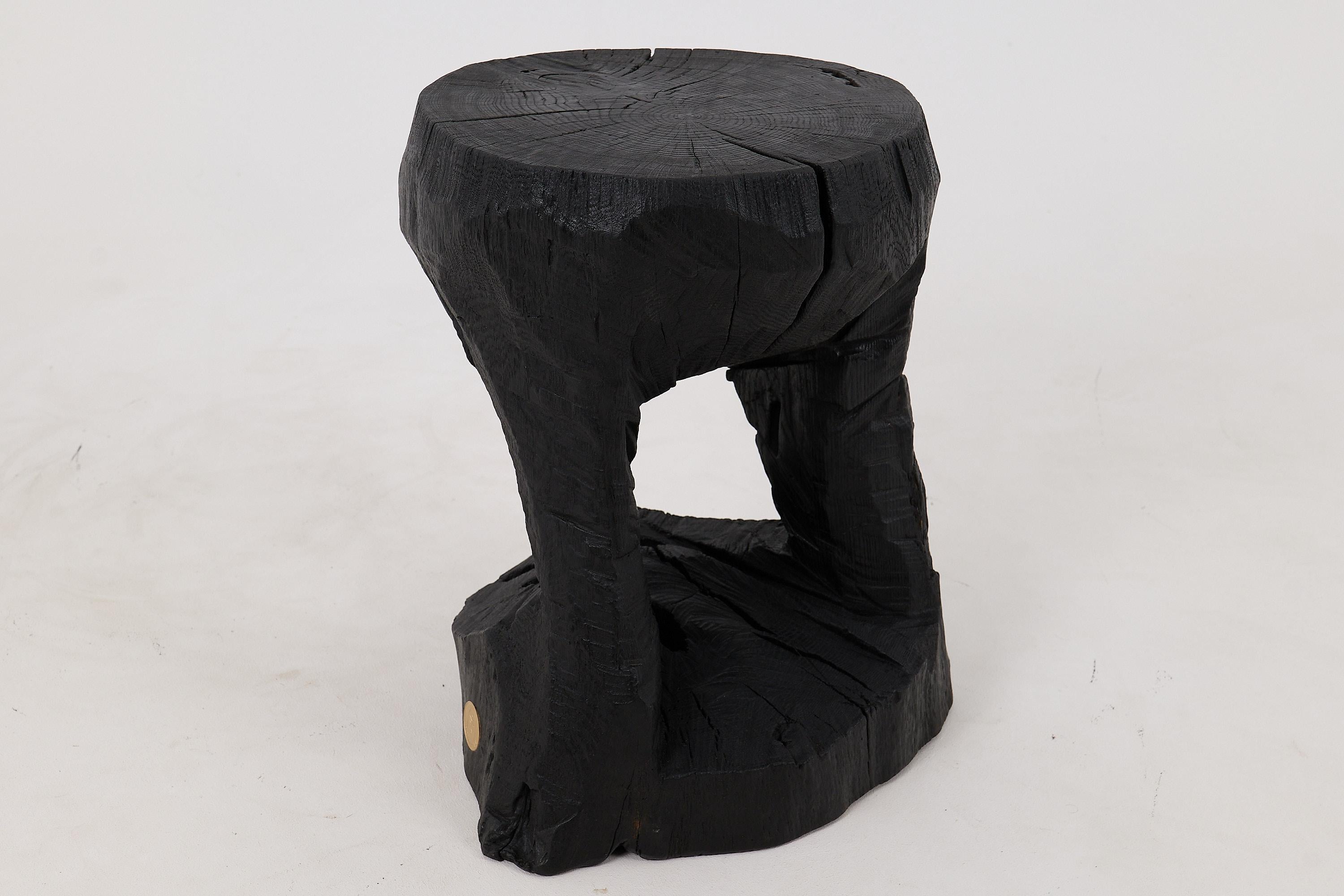 Logniture, Rustic Sculptural Coffee Table, Burnt Black Oak Wood, Unique en vente 4