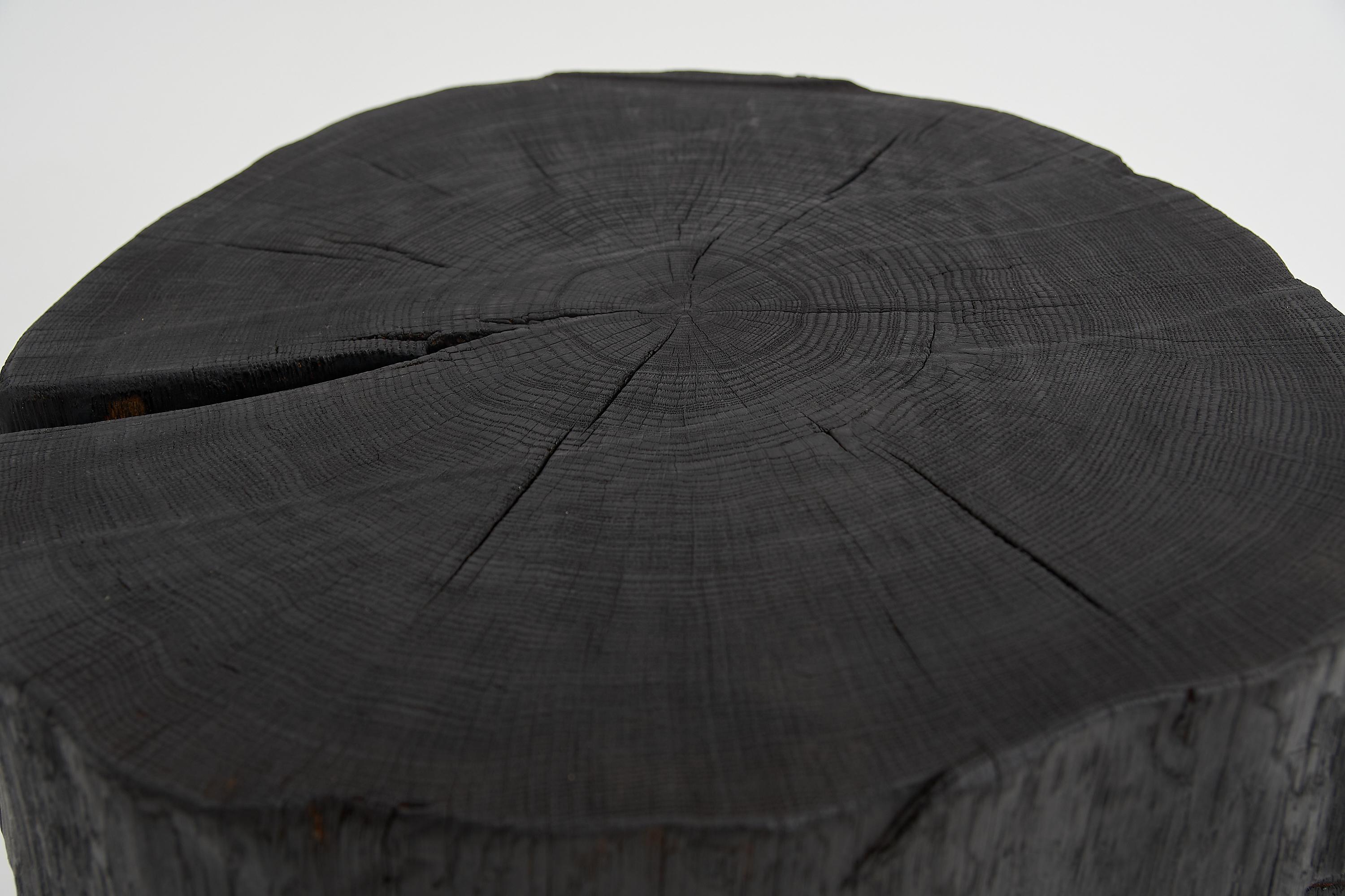 Logniture, Table basse rustique sculpturale, Bois de Oak Oak noir brûlé, Unique en vente 6