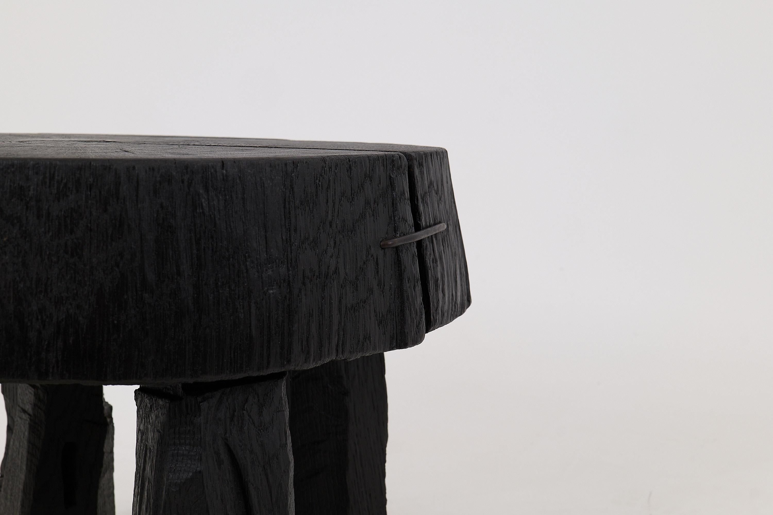 Logniture, Rustic Sculptural Coffee Table, Burnt Black Oak Wood, Unique For Sale 8