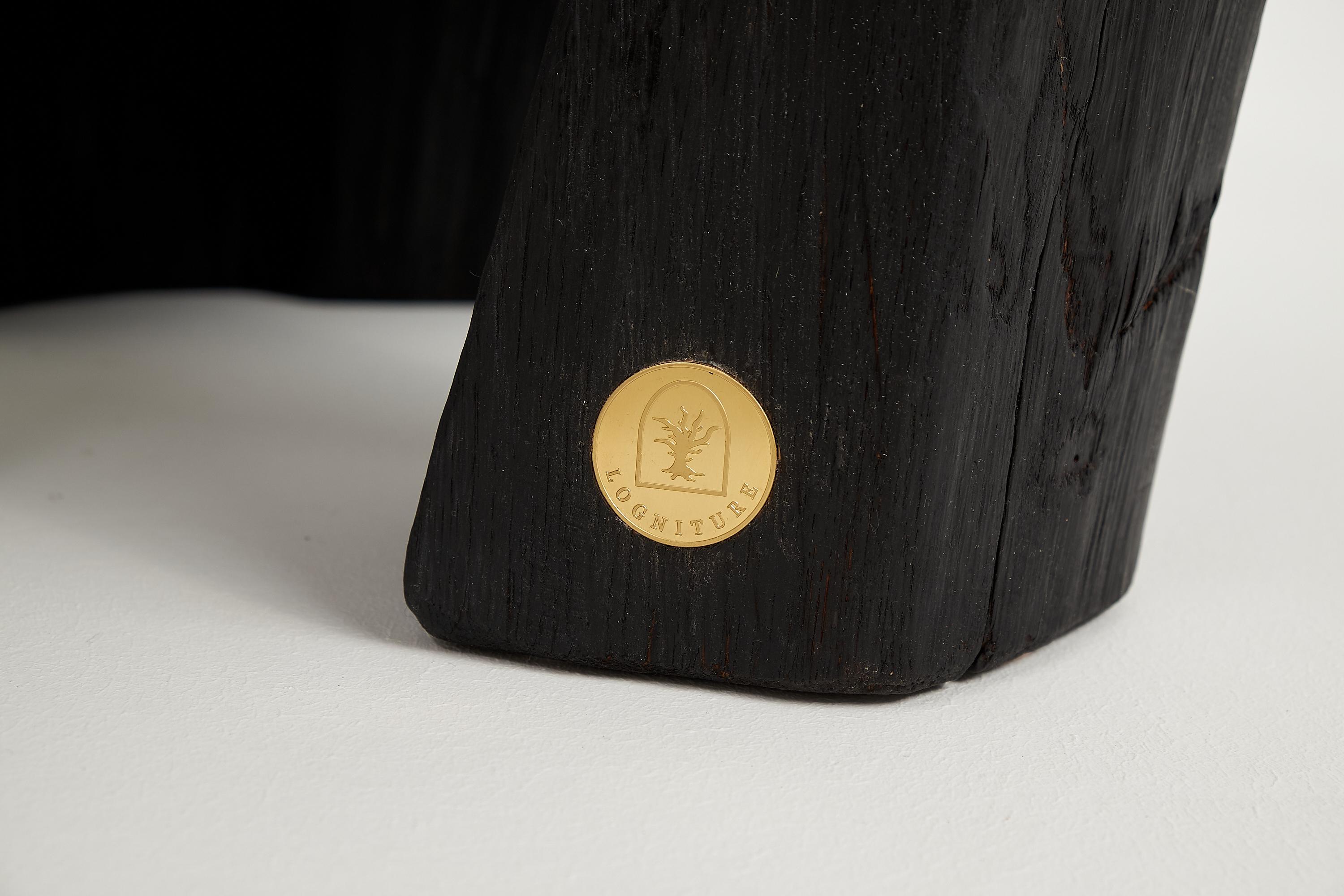 Logniture, Table basse rustique sculpturale, Bois de Oak Oak noir brûlé, Unique en vente 11