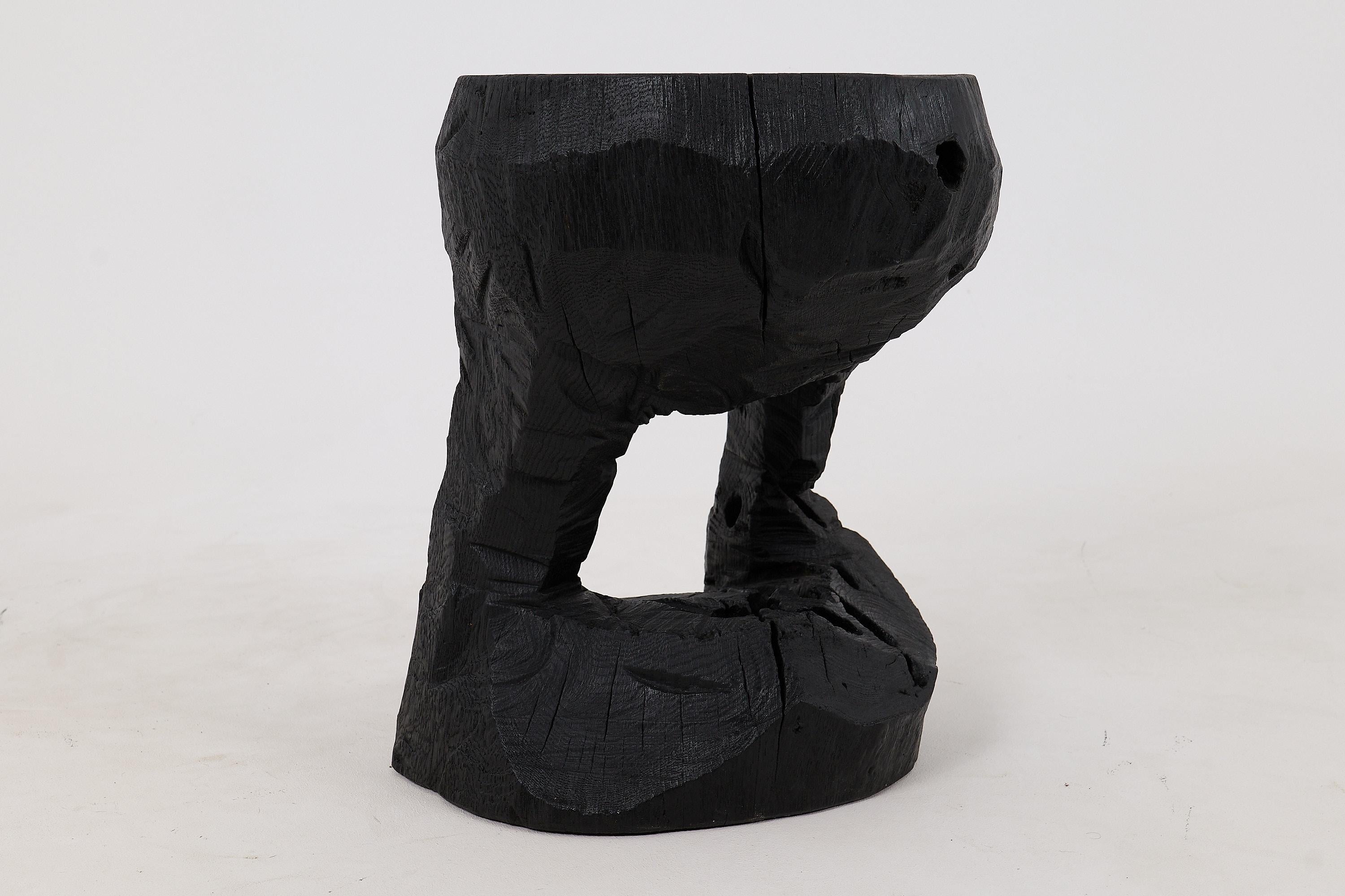 Croate Logniture, Rustic Sculptural Coffee Table, Burnt Black Oak Wood, Unique en vente