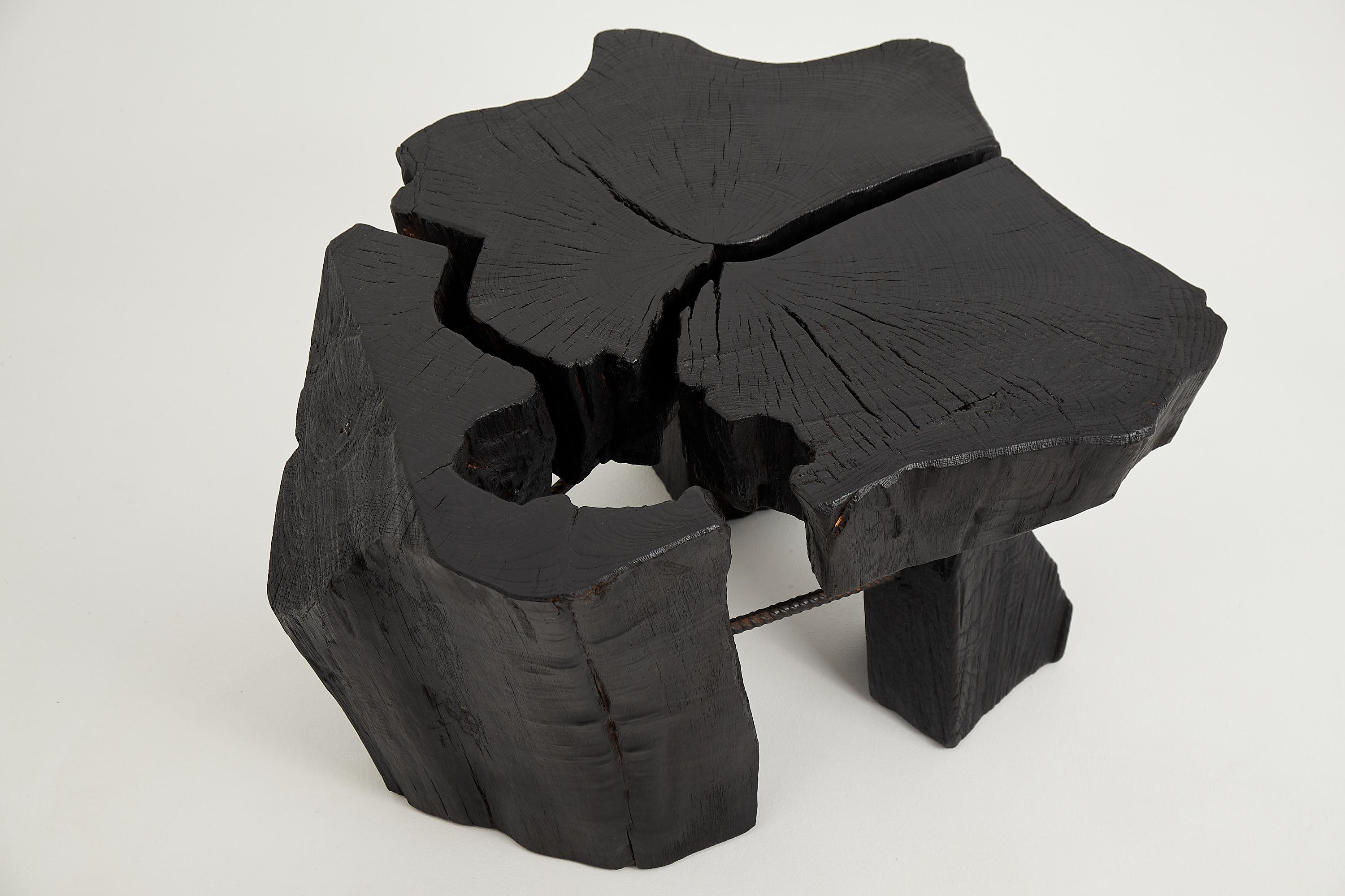 Logniture, Table basse rustique sculpturale, Bois de Oak Oak noir brûlé, Unique Neuf - En vente à Stara Gradiška, HR