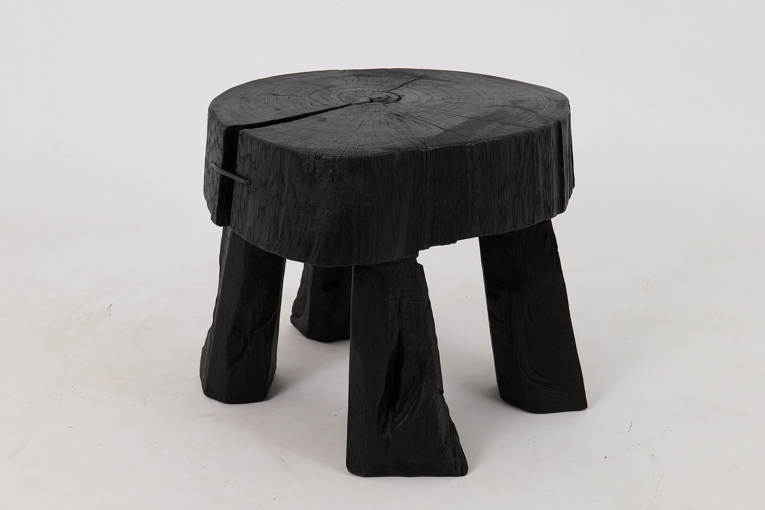 Logniture, Rustic Sculptural Coffee Table, Burnt Black Oak Wood, Unique In New Condition For Sale In Stara Gradiška, HR