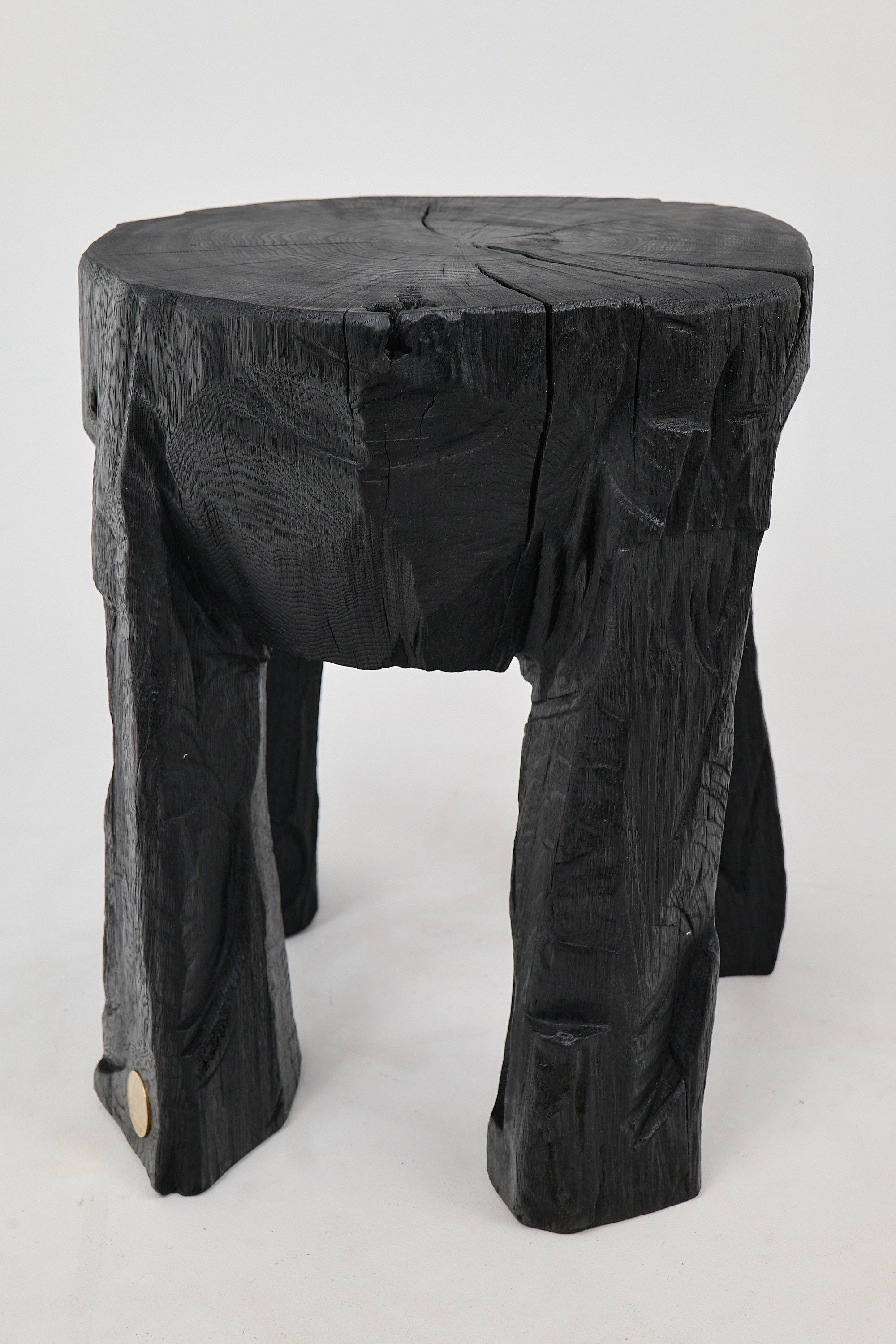 XXIe siècle et contemporain Logniture, Table basse rustique sculpturale, Bois de Oak Oak noir brûlé, Unique en vente