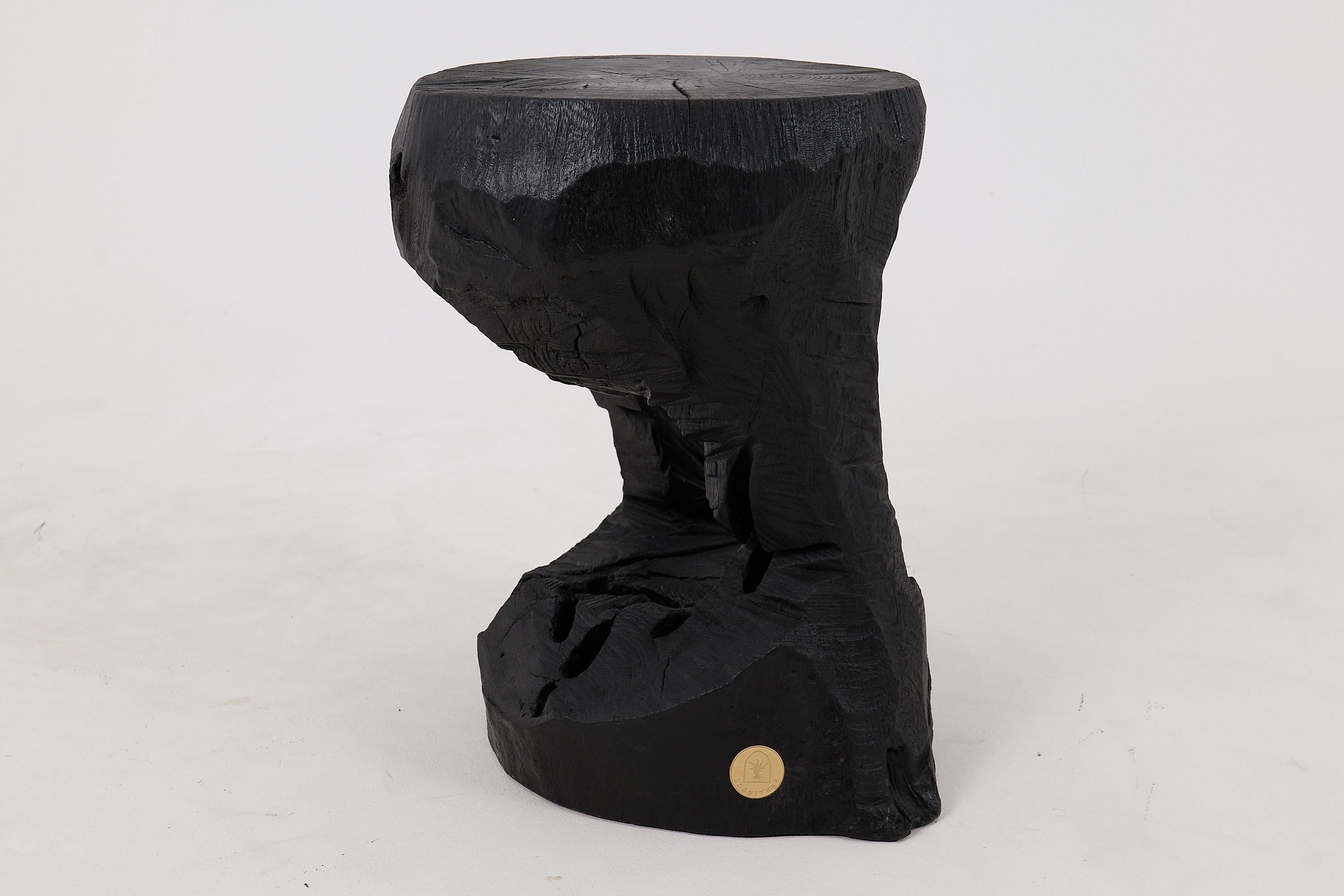 Bois Logniture, Rustic Sculptural Coffee Table, Burnt Black Oak Wood, Unique en vente