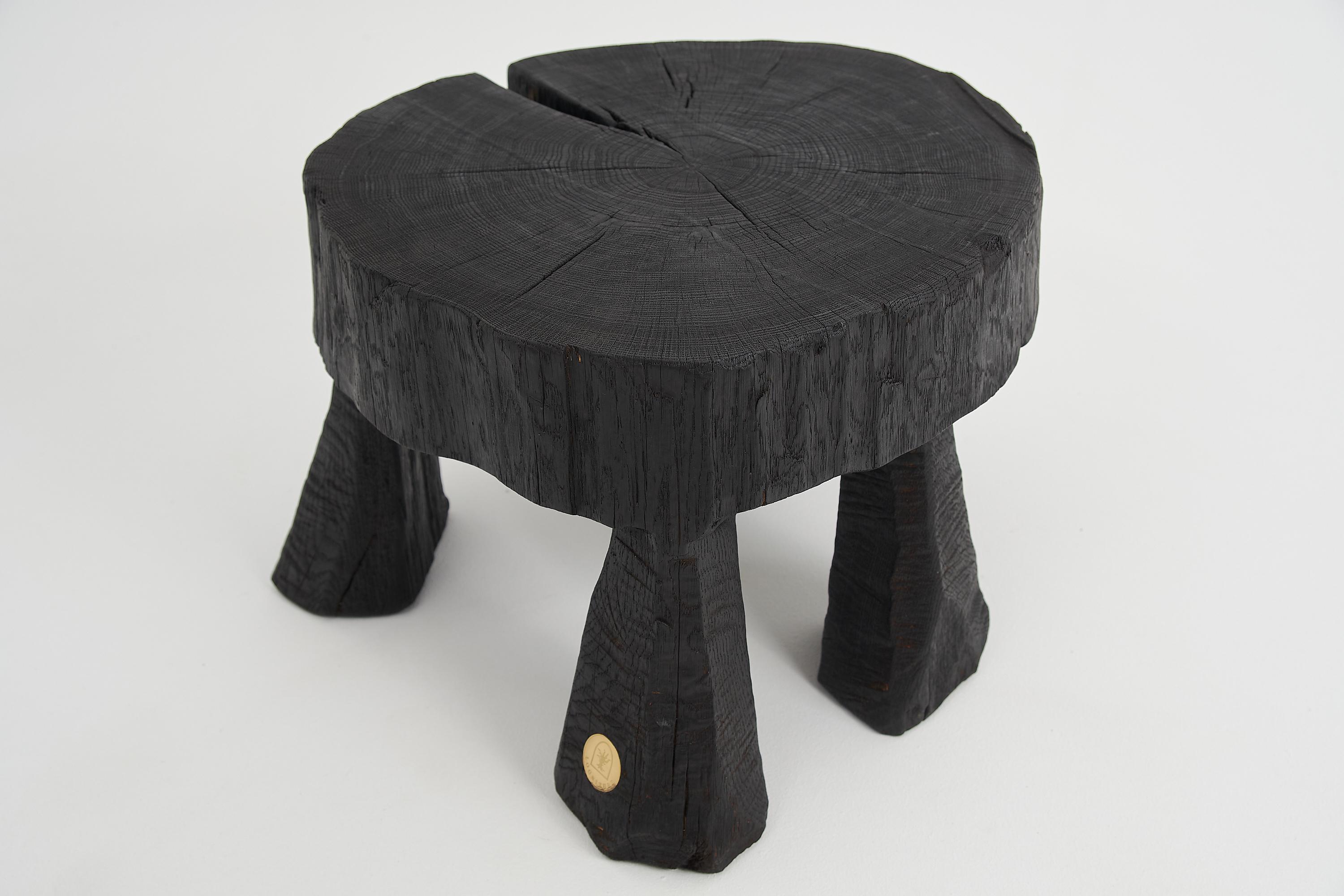 Logniture, Table basse rustique sculpturale, Bois de Oak Oak noir brûlé, Unique en vente 2