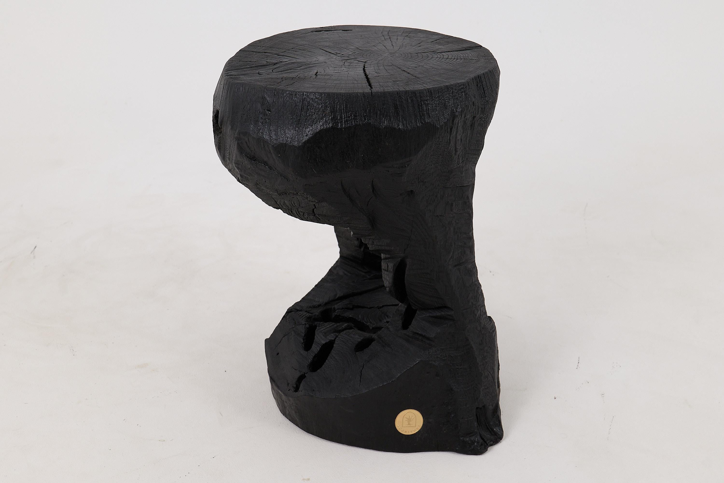 Logniture, Rustic Sculptural Coffee Table, Burnt Black Oak Wood, Unique en vente 1