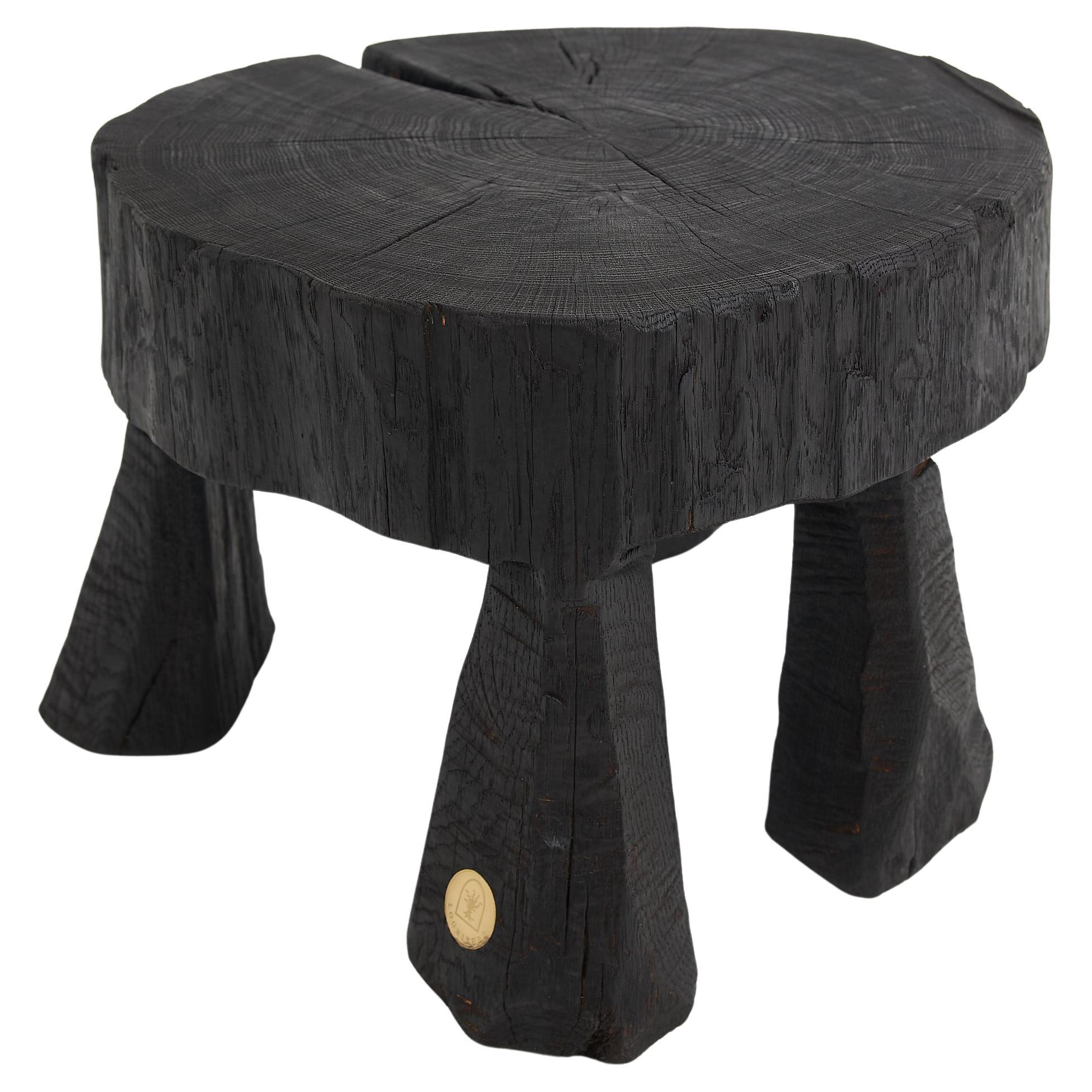 Logniture, Rustic Sculptural Coffee Table, Burnt Black Oak Wood, Unique