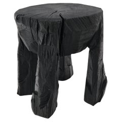 Logniture, Rustic Sculptural Coffee Table, Burnt Black Oak Wood, Unique
