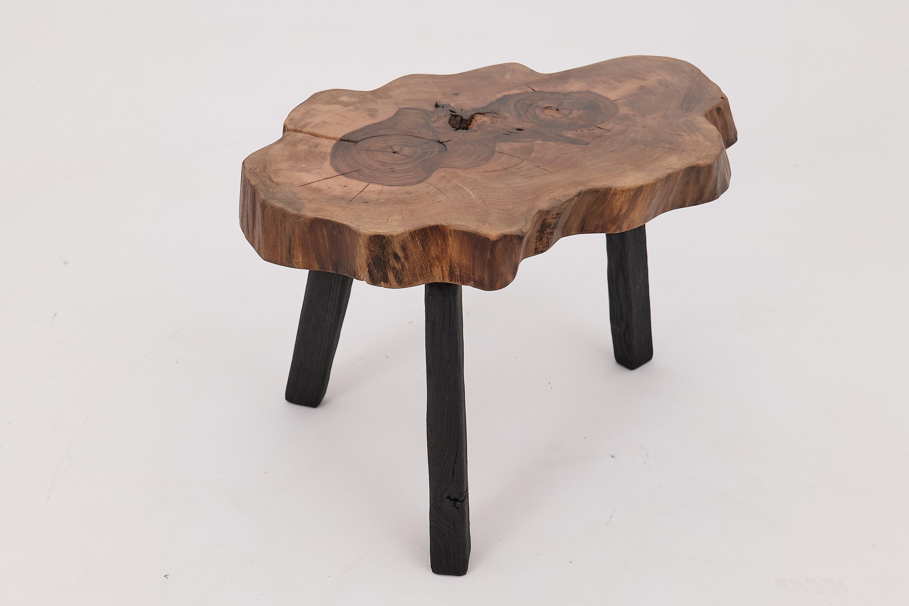 Logniture, Table basse rustique sculpturale, Noyer & Oak Oak noir brûlé, Unique en vente 2