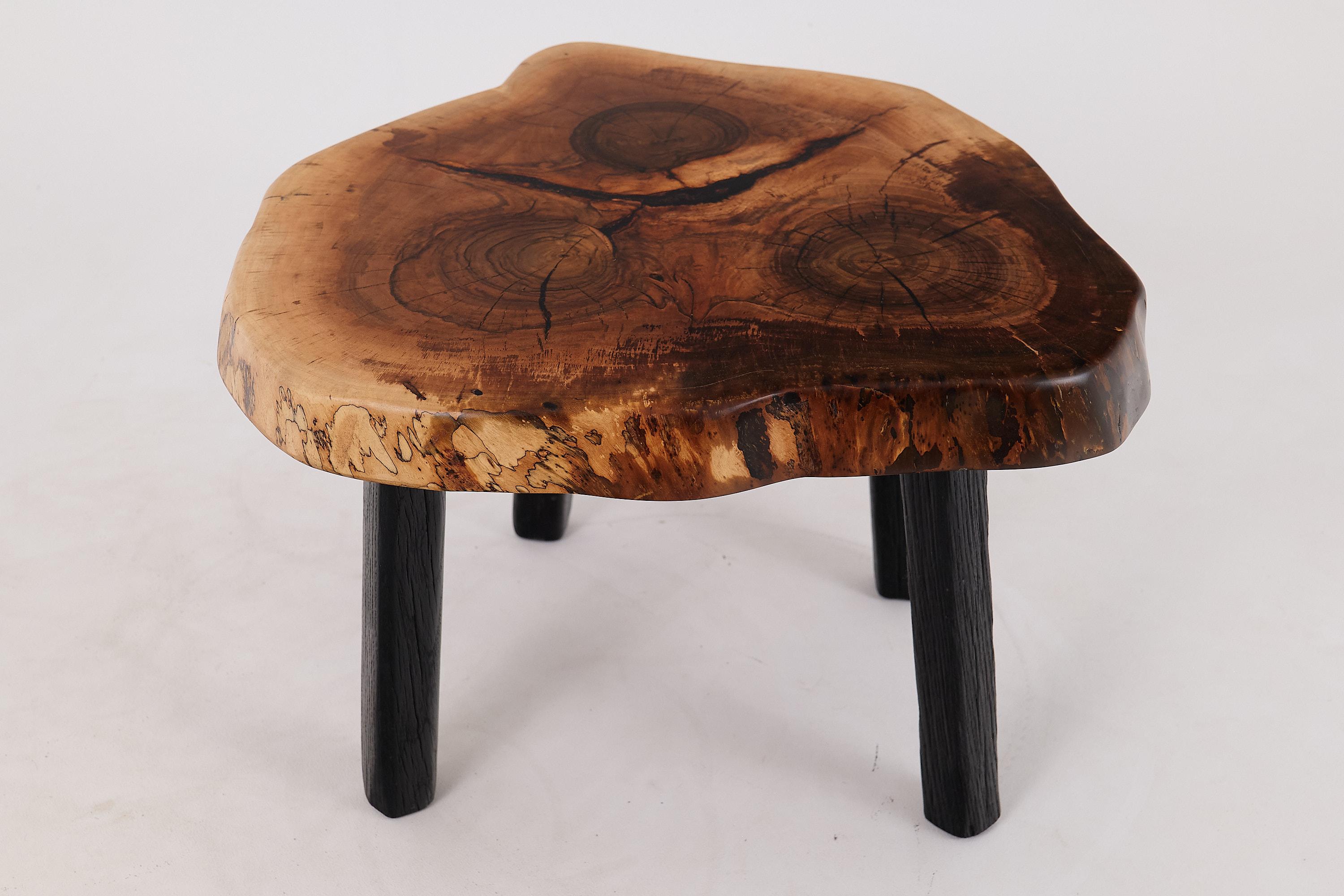 Logniture, Table basse rustique sculpturale, Noyer & Oak Oak noir brûlé, Unique en vente 4