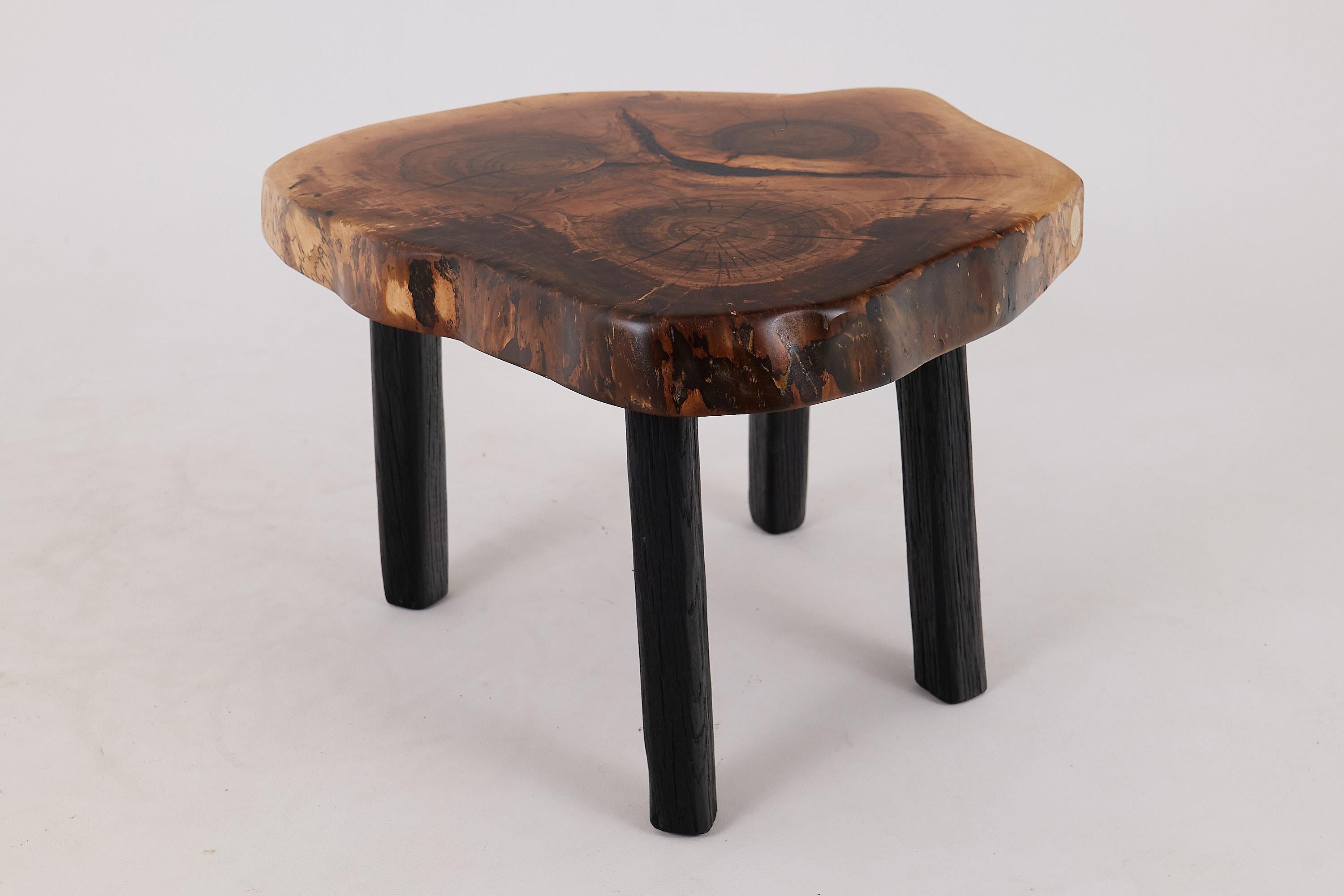 Cette pièce sert non seulement de siège fonctionnel, mais aussi de sujet de conversation captivant dans n'importe quel espace. La texture organique du bois combinée à l'élégance de la base noire crée une esthétique harmonieuse qui complète