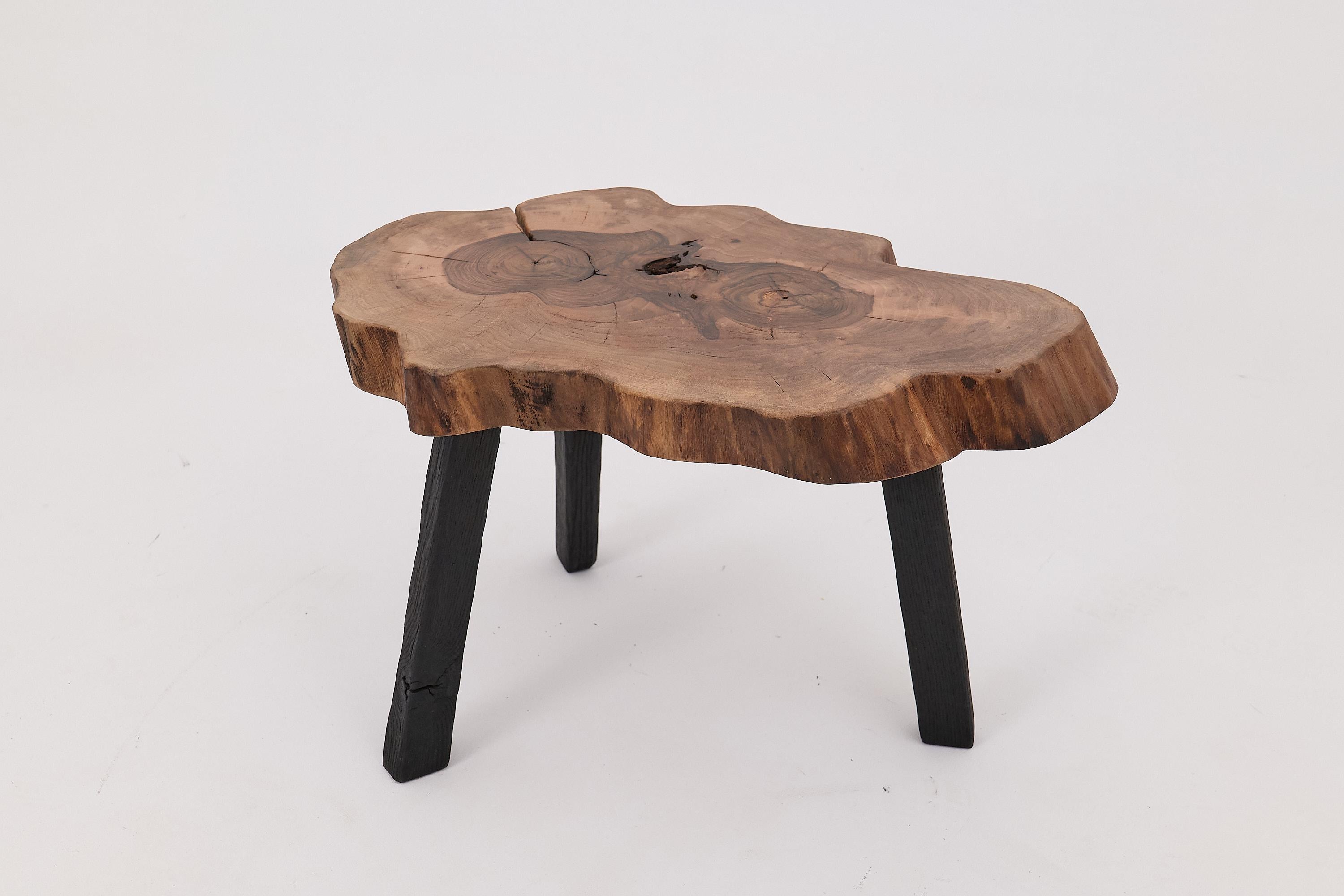 Organique Logniture, Table basse rustique sculpturale, Noyer & Oak Oak noir brûlé, Unique en vente