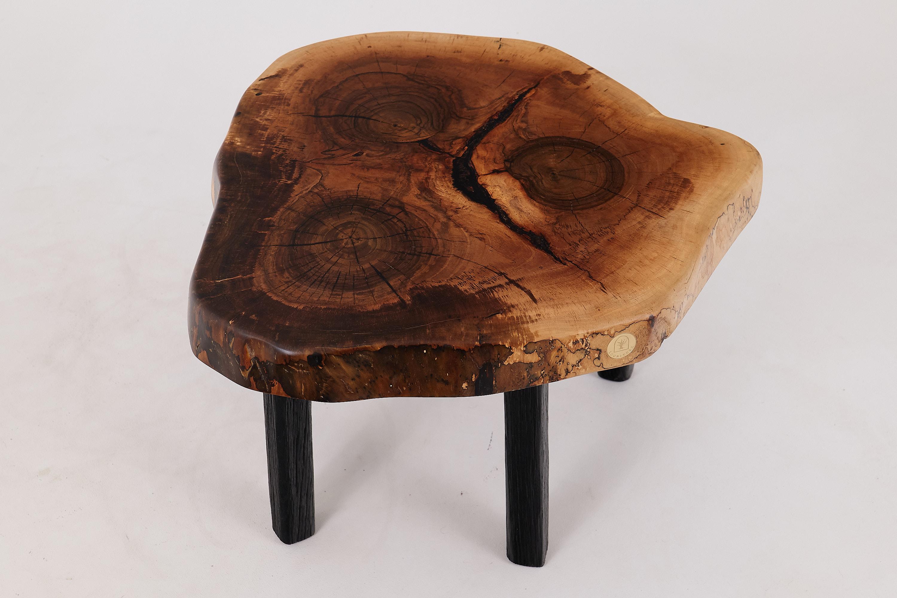 Sculpté Logniture, Table basse rustique sculpturale, Noyer & Oak Oak noir brûlé, Unique en vente