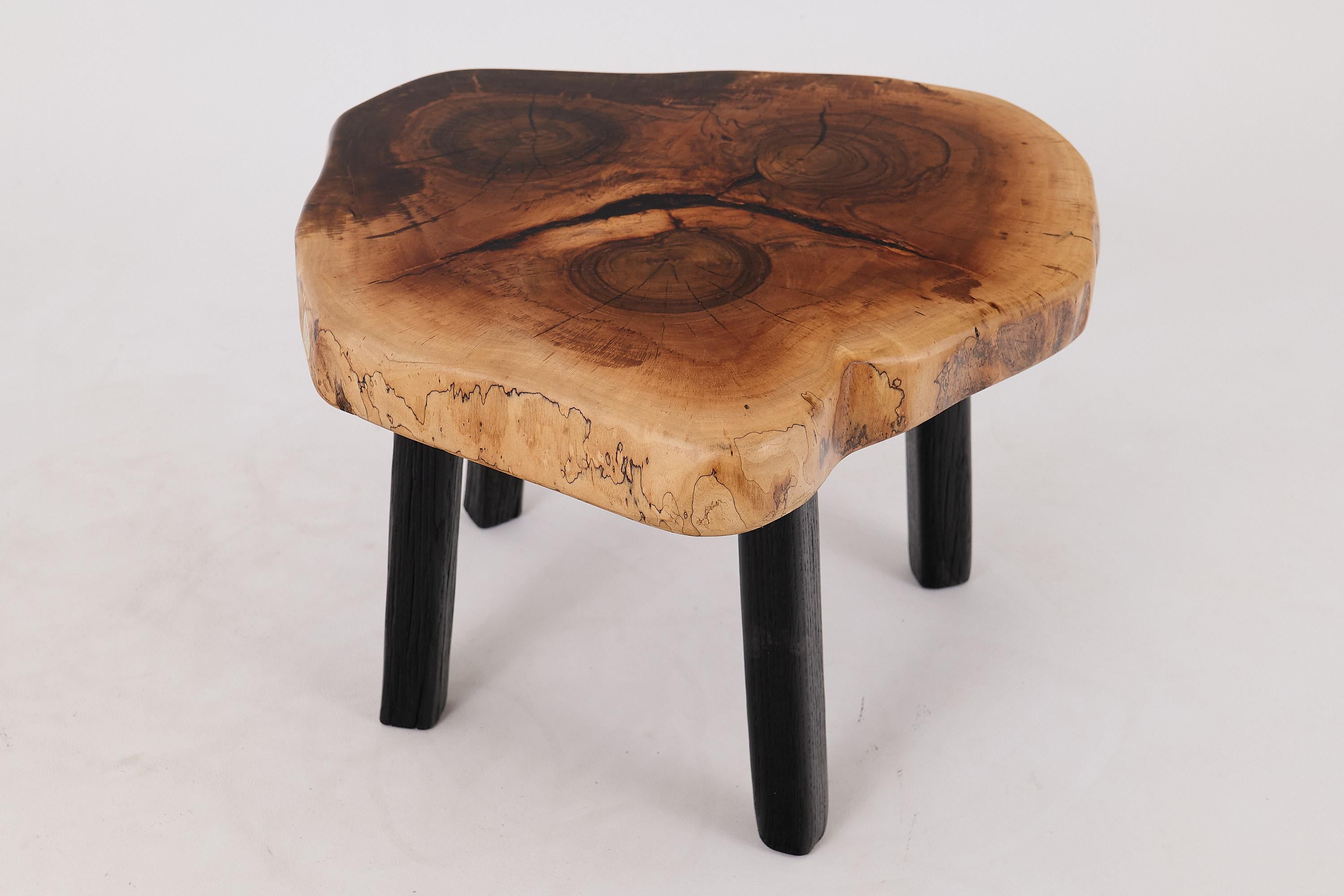 XXIe siècle et contemporain Logniture, Table basse rustique sculpturale, Noyer & Oak Oak noir brûlé, Unique en vente