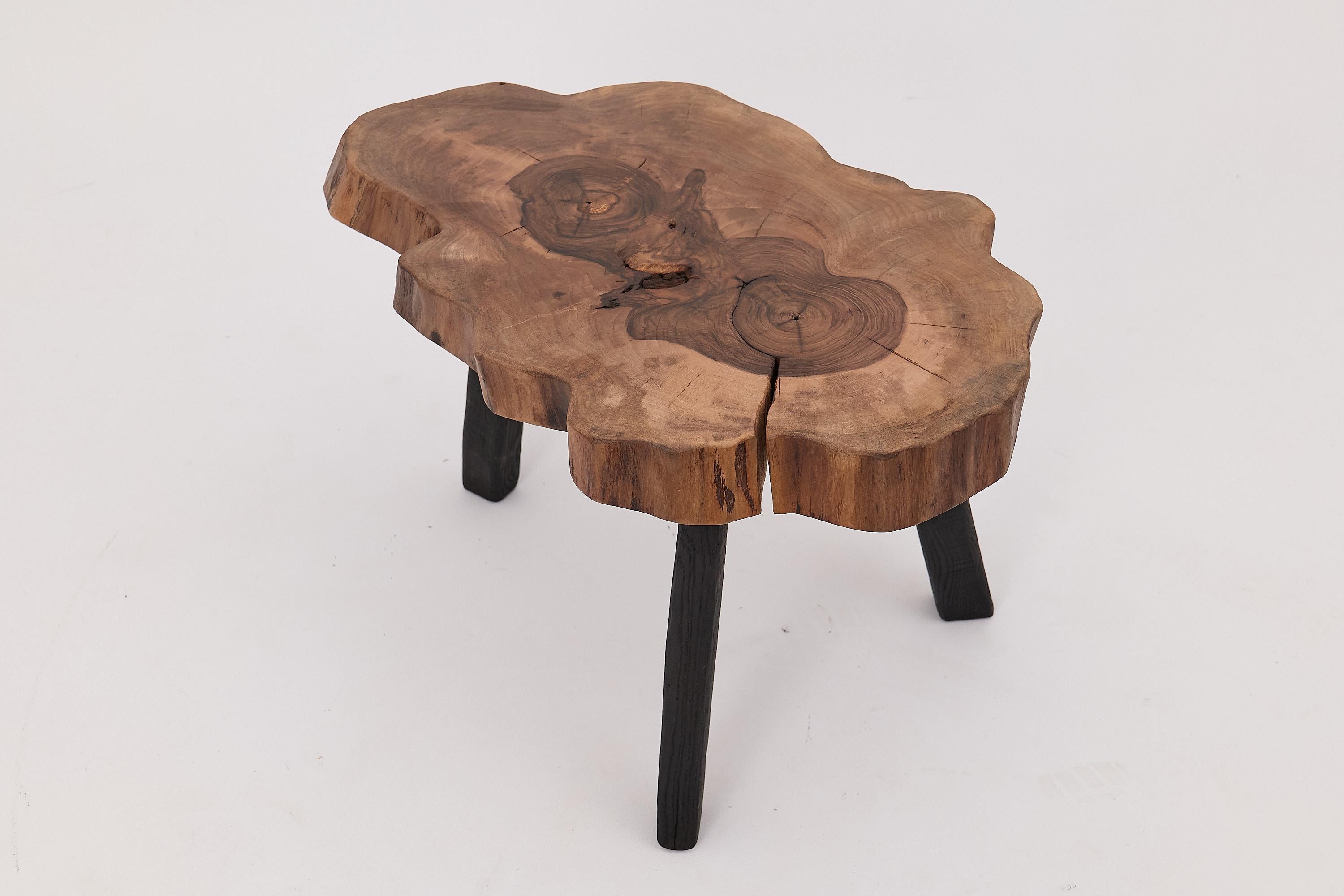 XXIe siècle et contemporain Logniture, Table basse rustique sculpturale, Noyer & Oak Oak noir brûlé, Unique en vente