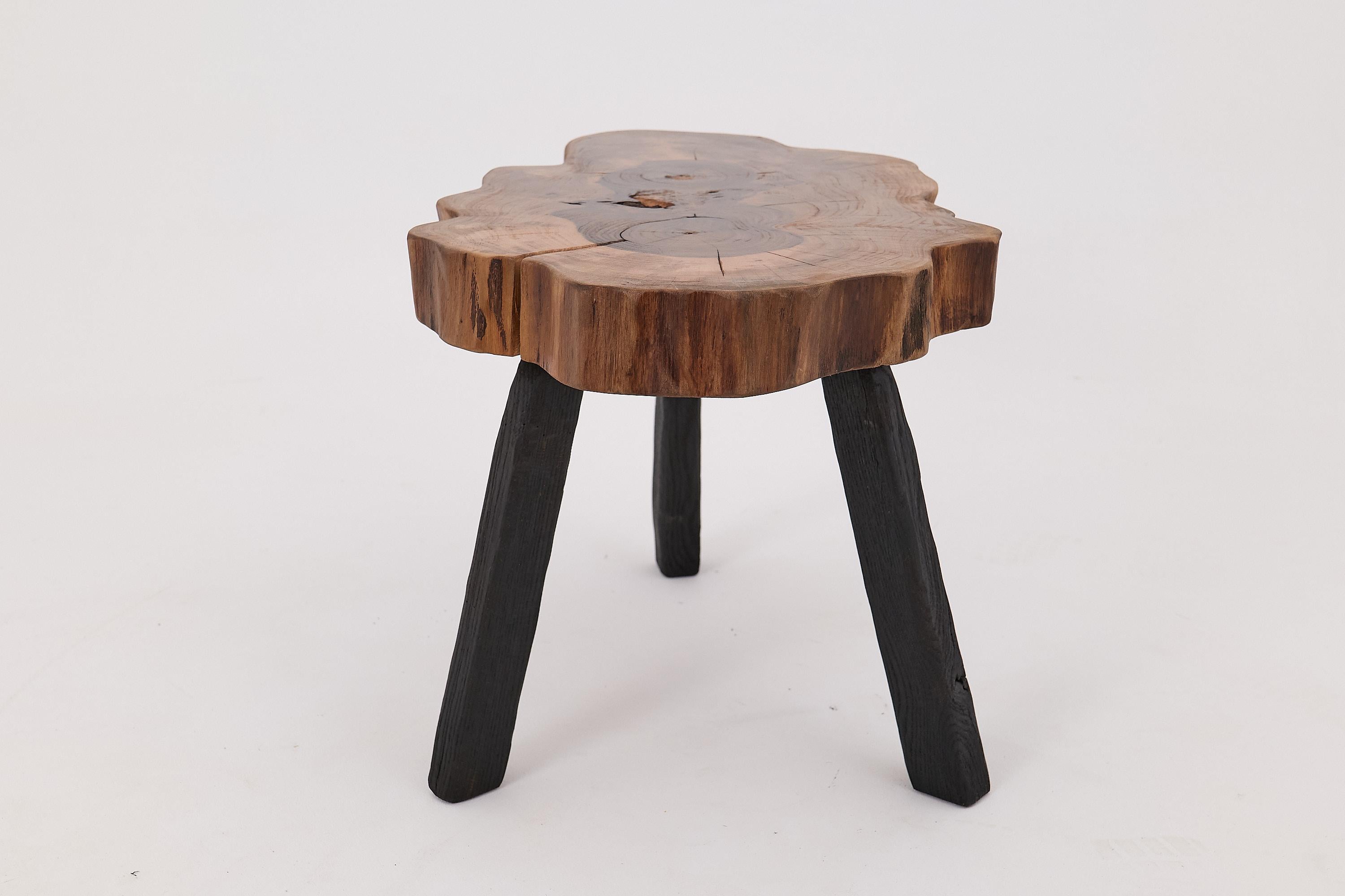Bois Logniture, Table basse rustique sculpturale, Noyer & Oak Oak noir brûlé, Unique en vente